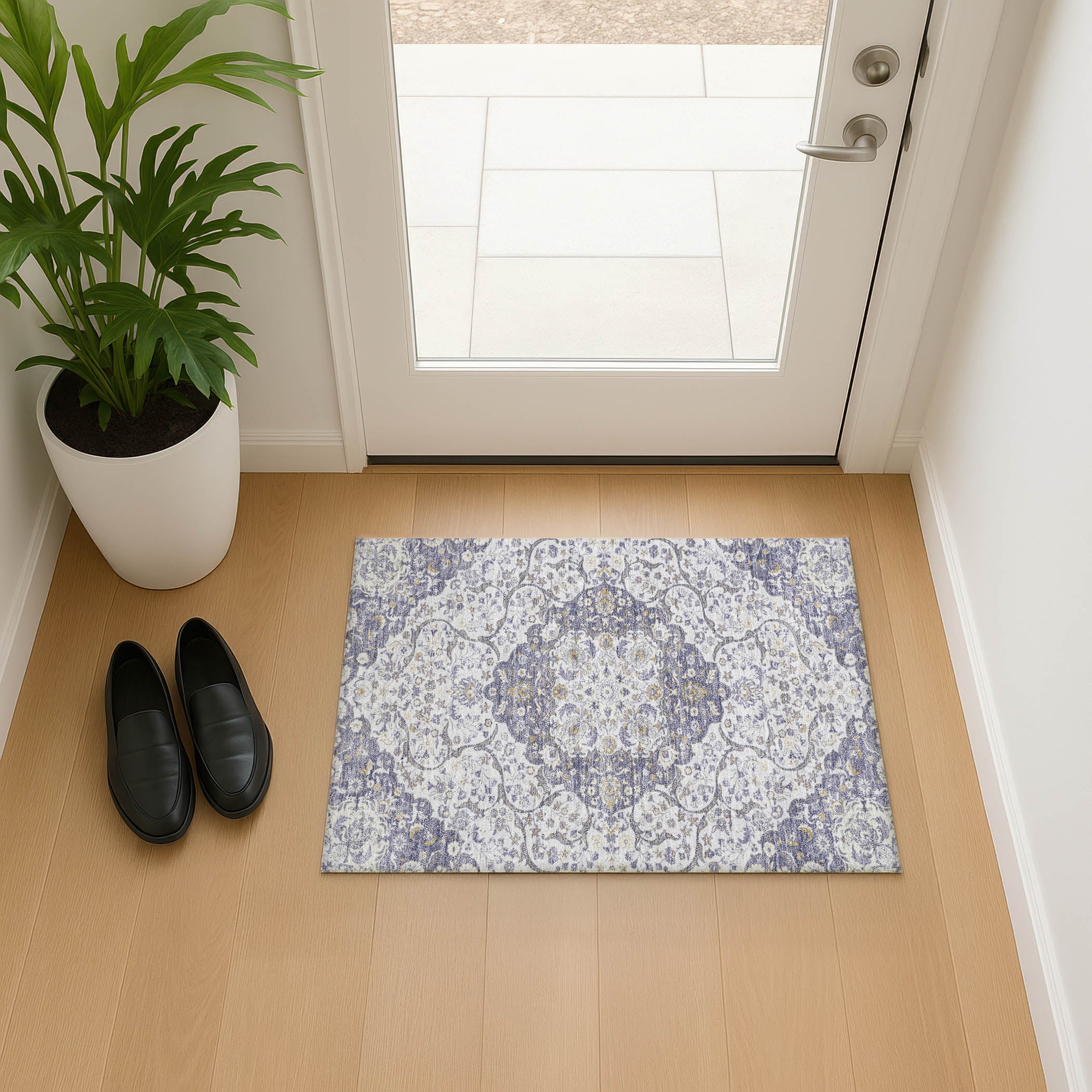 Cairo Machine Washable Traditional Lavender Purple Rug 1'8" x 2'6" #shape_Rectangle