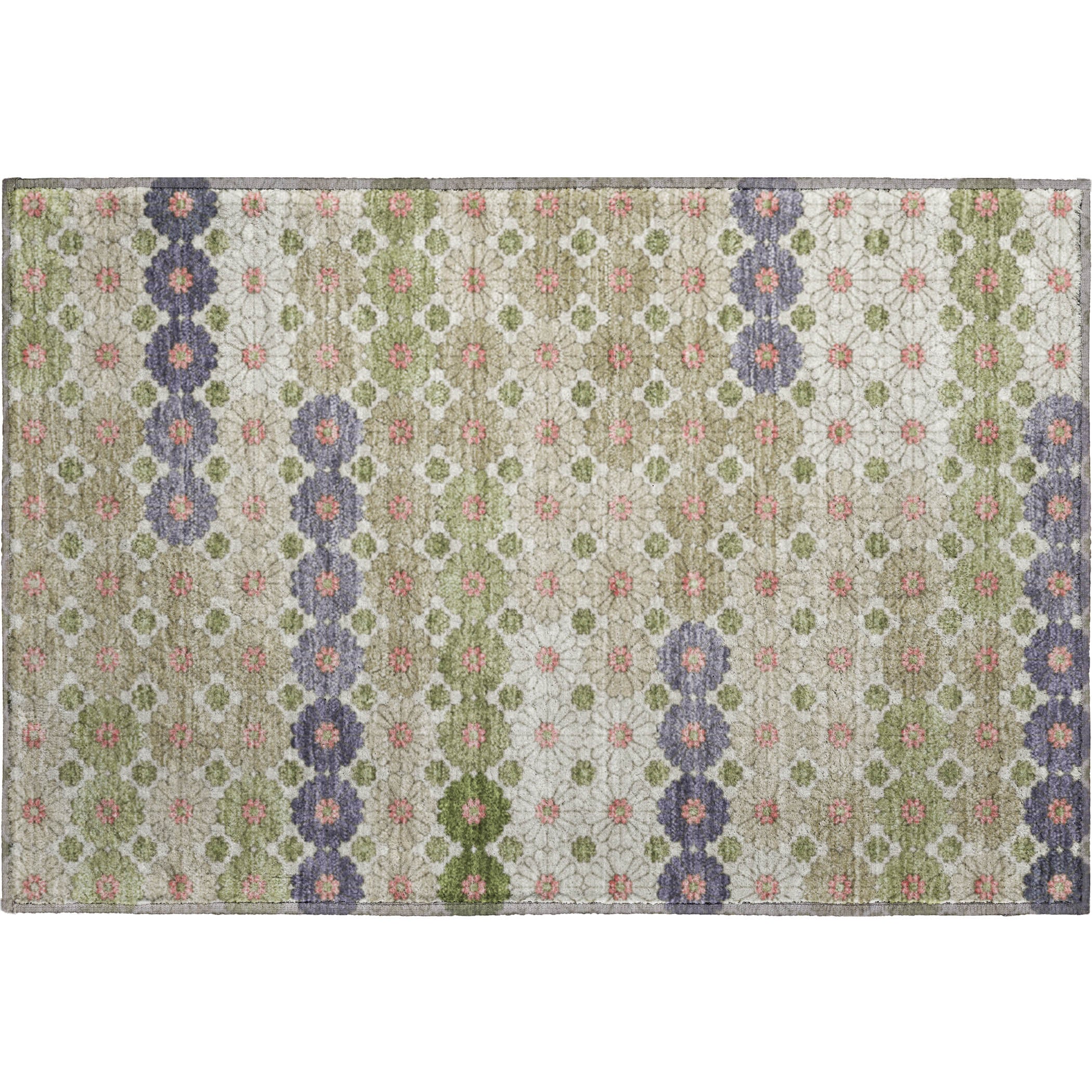 Baku Machine Washable Transitional Aloe Green Rug 1'8" x 2'6" #shape_Rectangle
