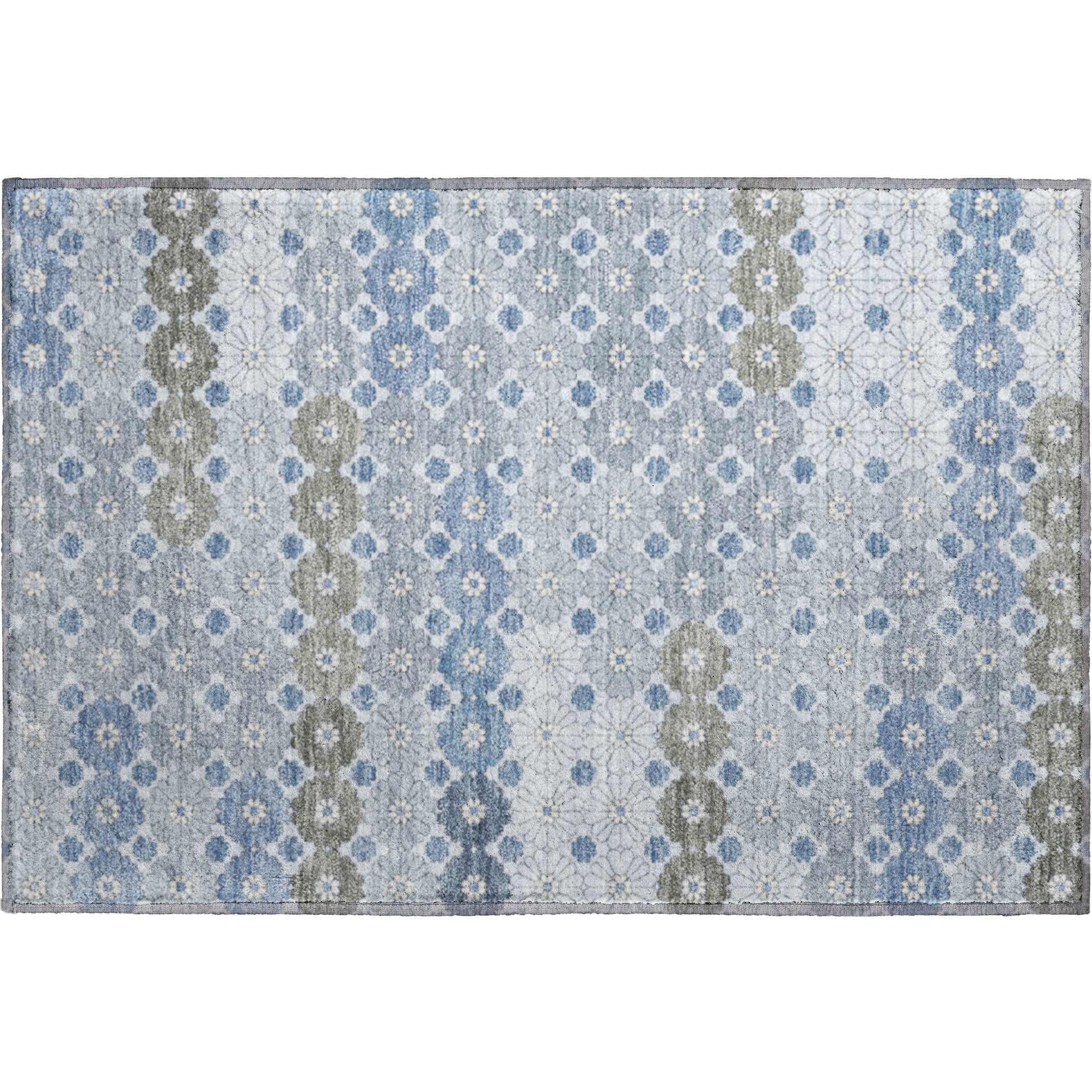 Baku Machine Washable Transitional Denim Blue Rug 1'8" x 2'6" #shape_Rectangle