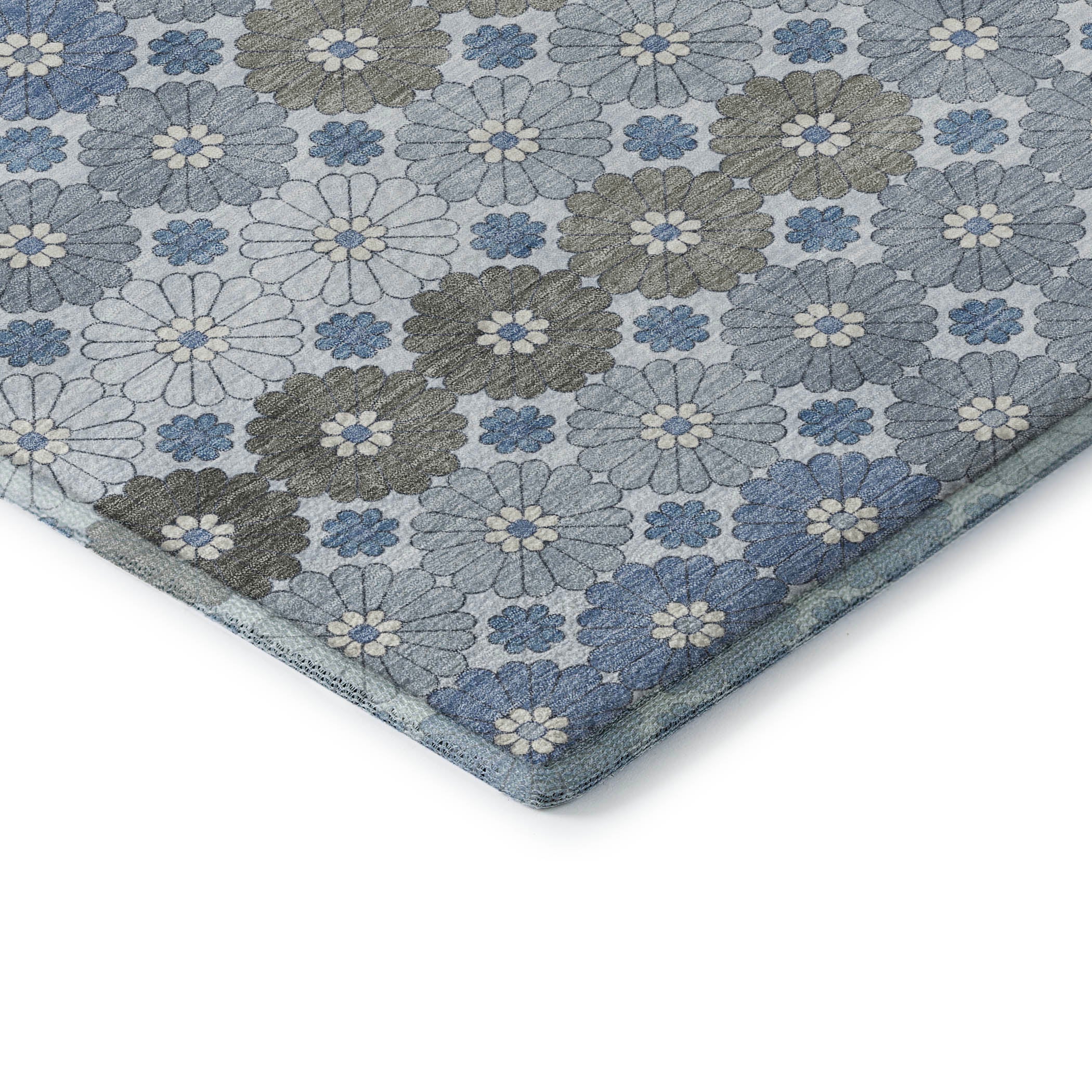 Baku Machine Washable Transitional Denim Blue Rug 1'8" x 2'6" #shape_Rectangle