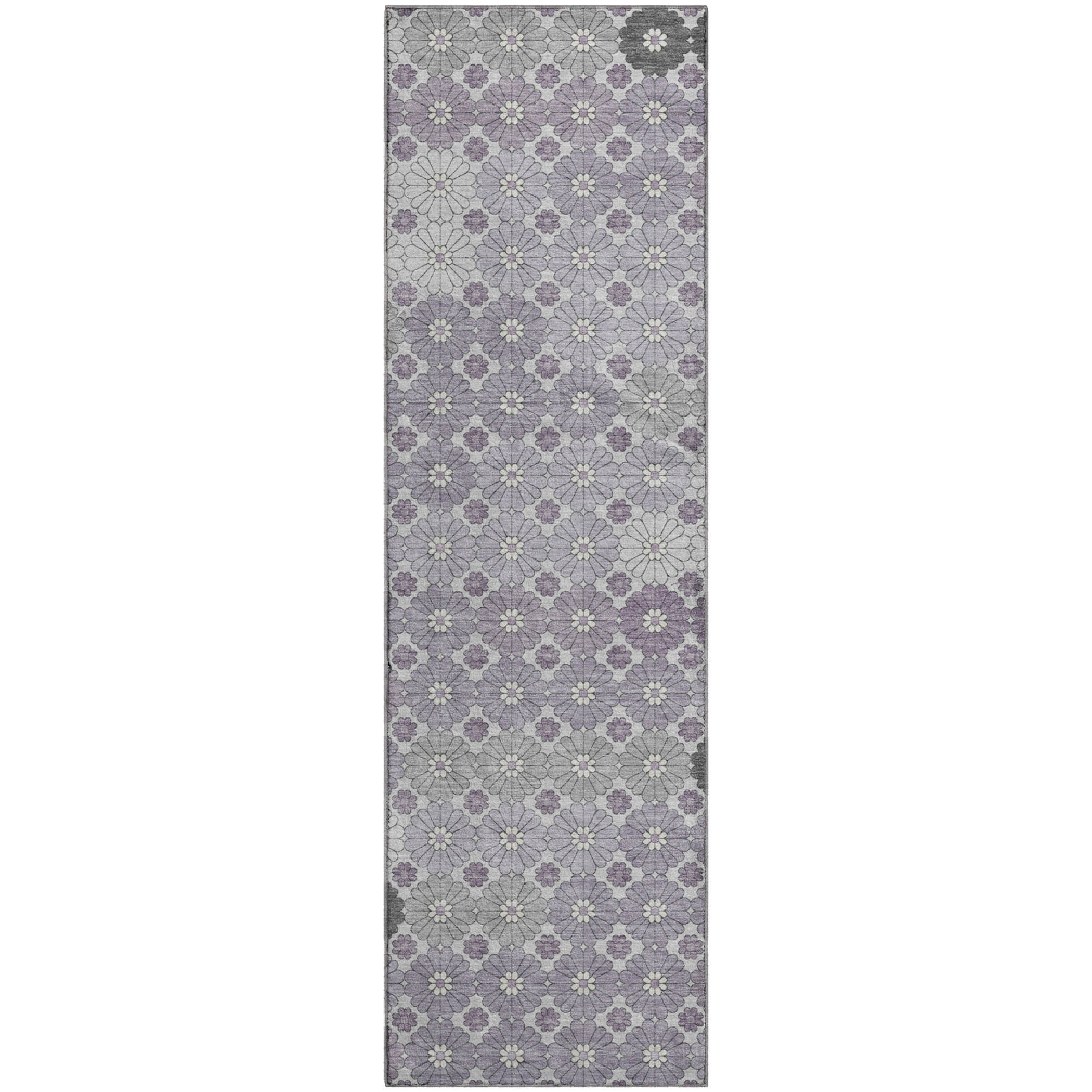 Baku Machine Washable Transitional Lavender Purple Rug 2'3" x 7'6" #shape_Runner