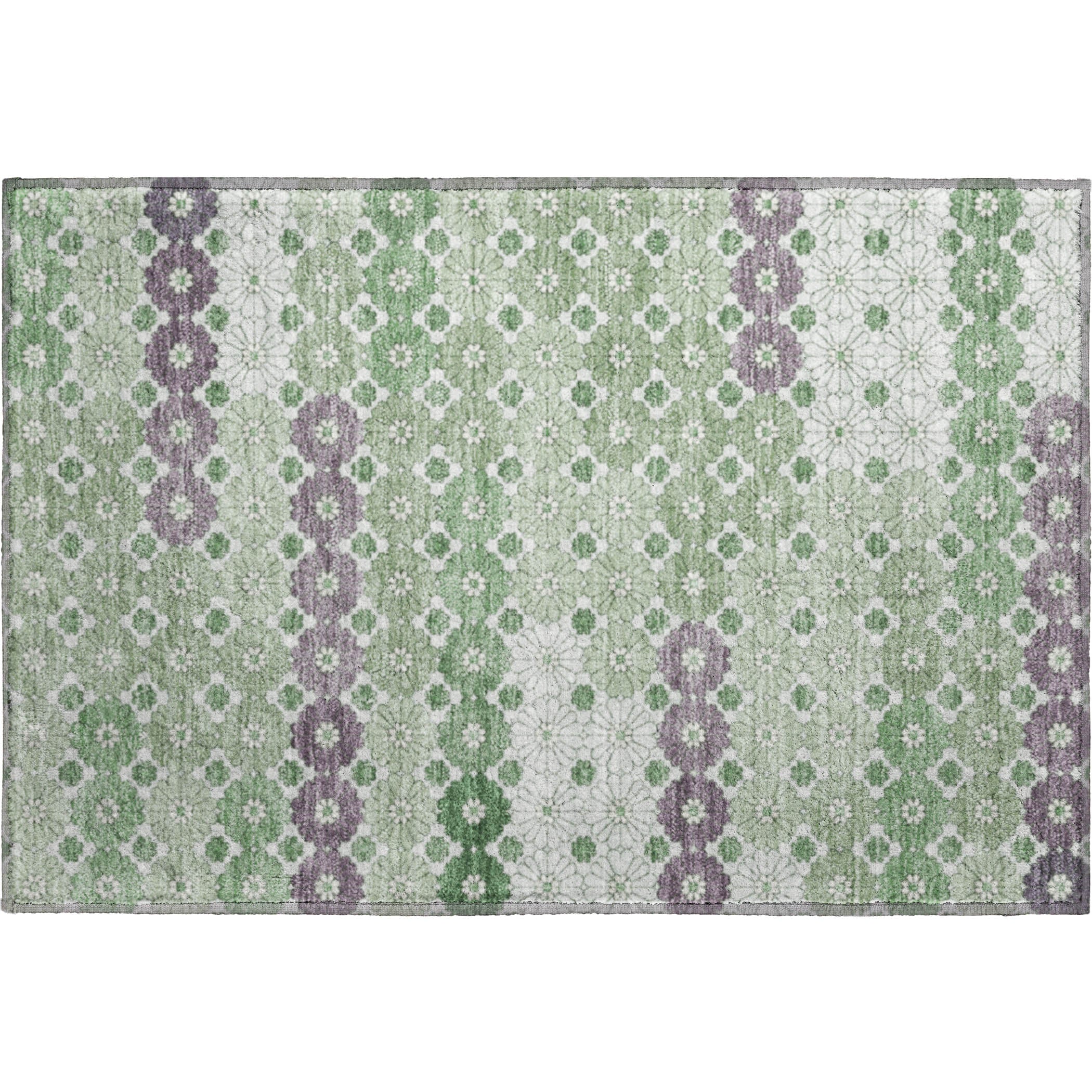Baku Machine Washable Transitional Sage Green Rug 1'8" x 2'6" #shape_Rectangle