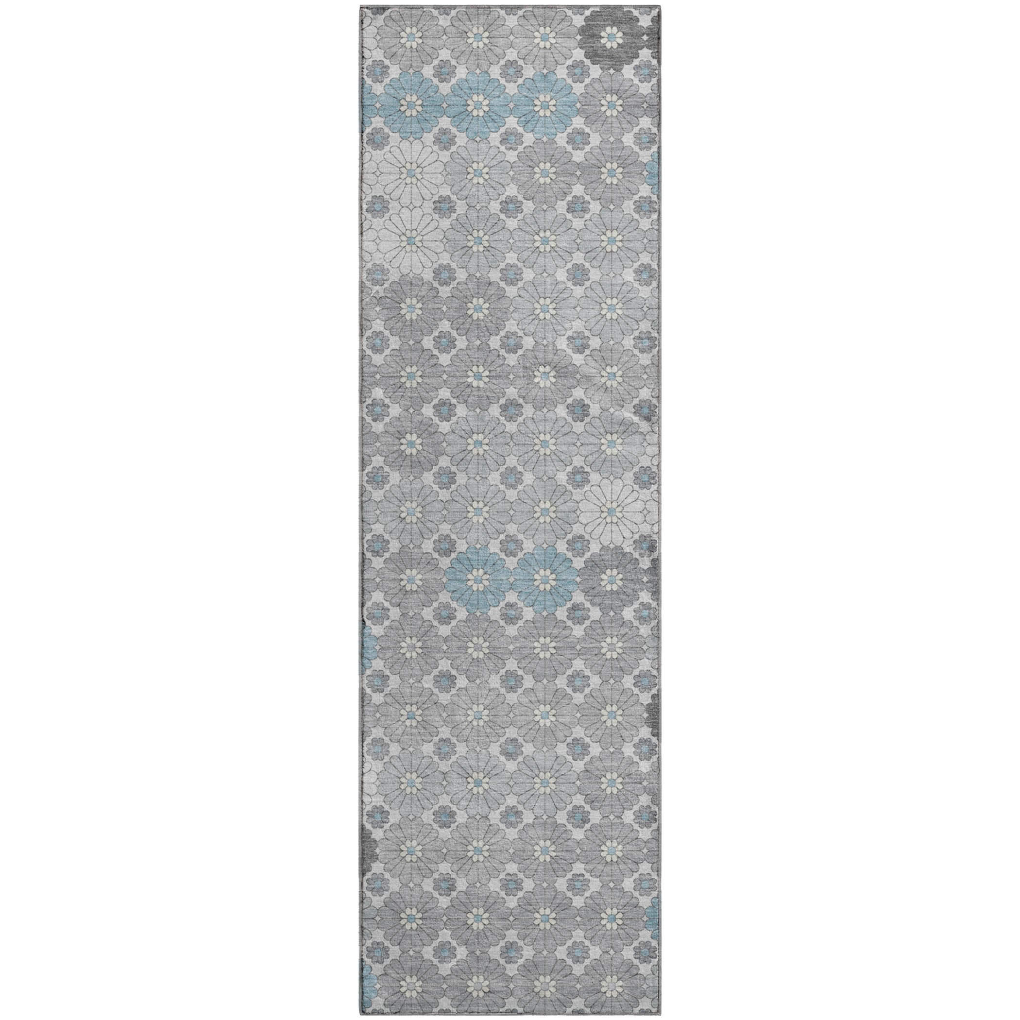 Baku Machine Washable Transitional Silver Gray Rug 2'3" x 7'6" #shape_Runner