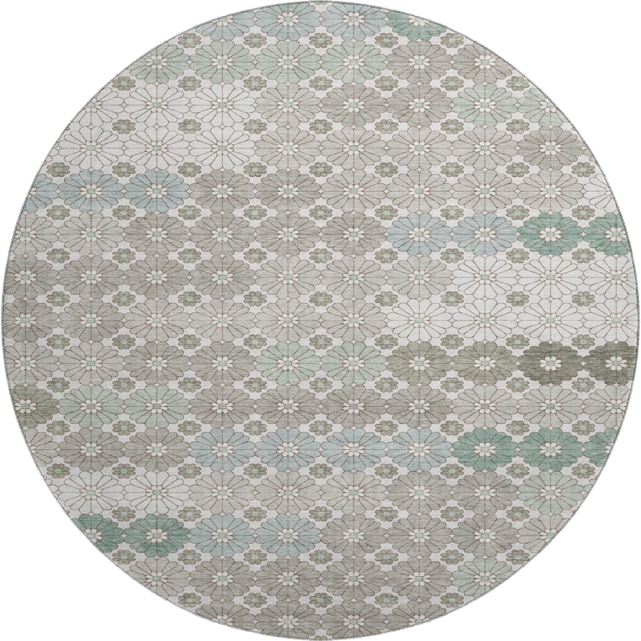 Baku Machine Washable Transitional Taupe Brown Rug 8' x 8' #shape_Round