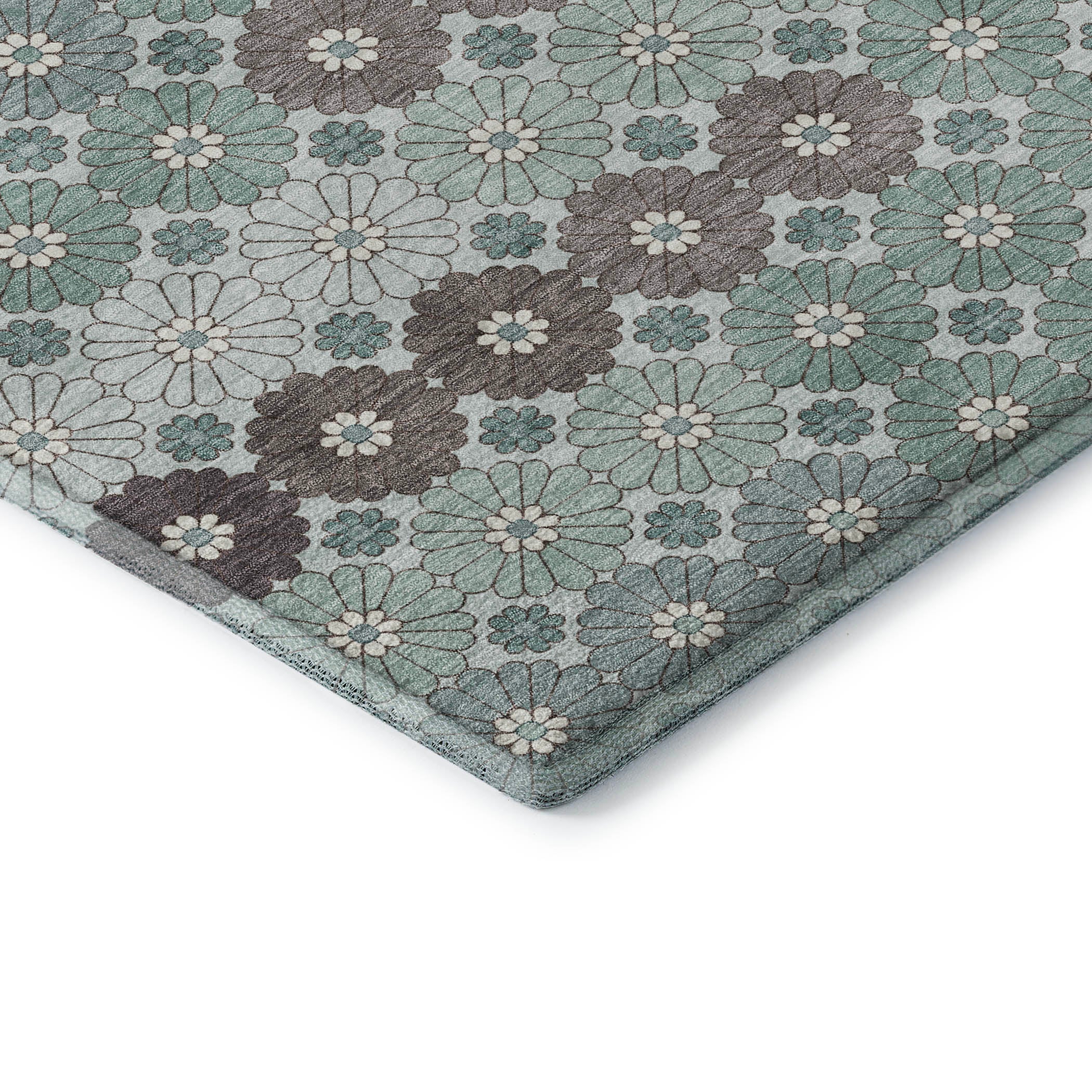 Baku Machine Washable Transitional Teal Rug 1'8" x 2'6" #shape_Rectangle