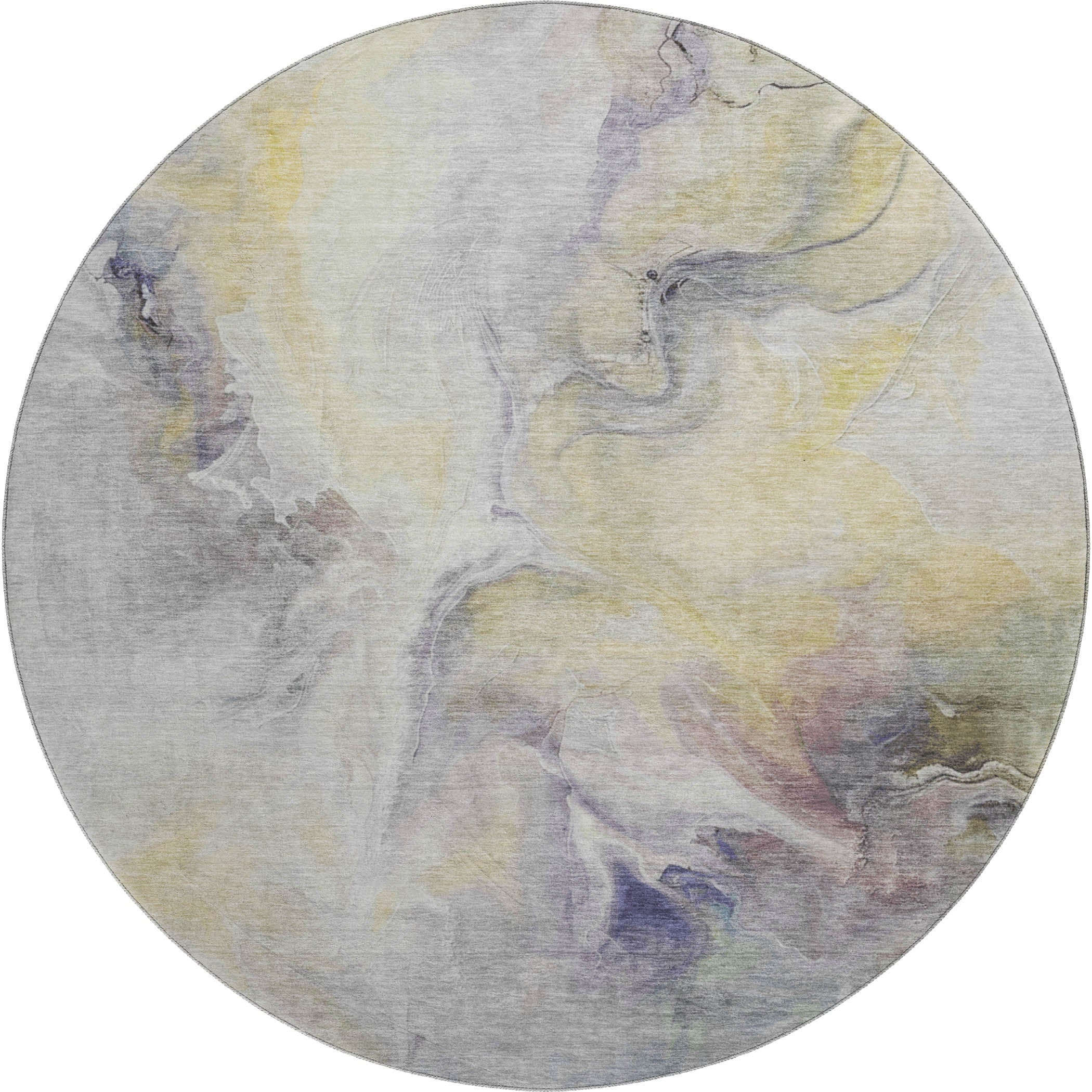 Oslo Machine Washable Transitional Gold Rug 8' x 8' #shape_Round