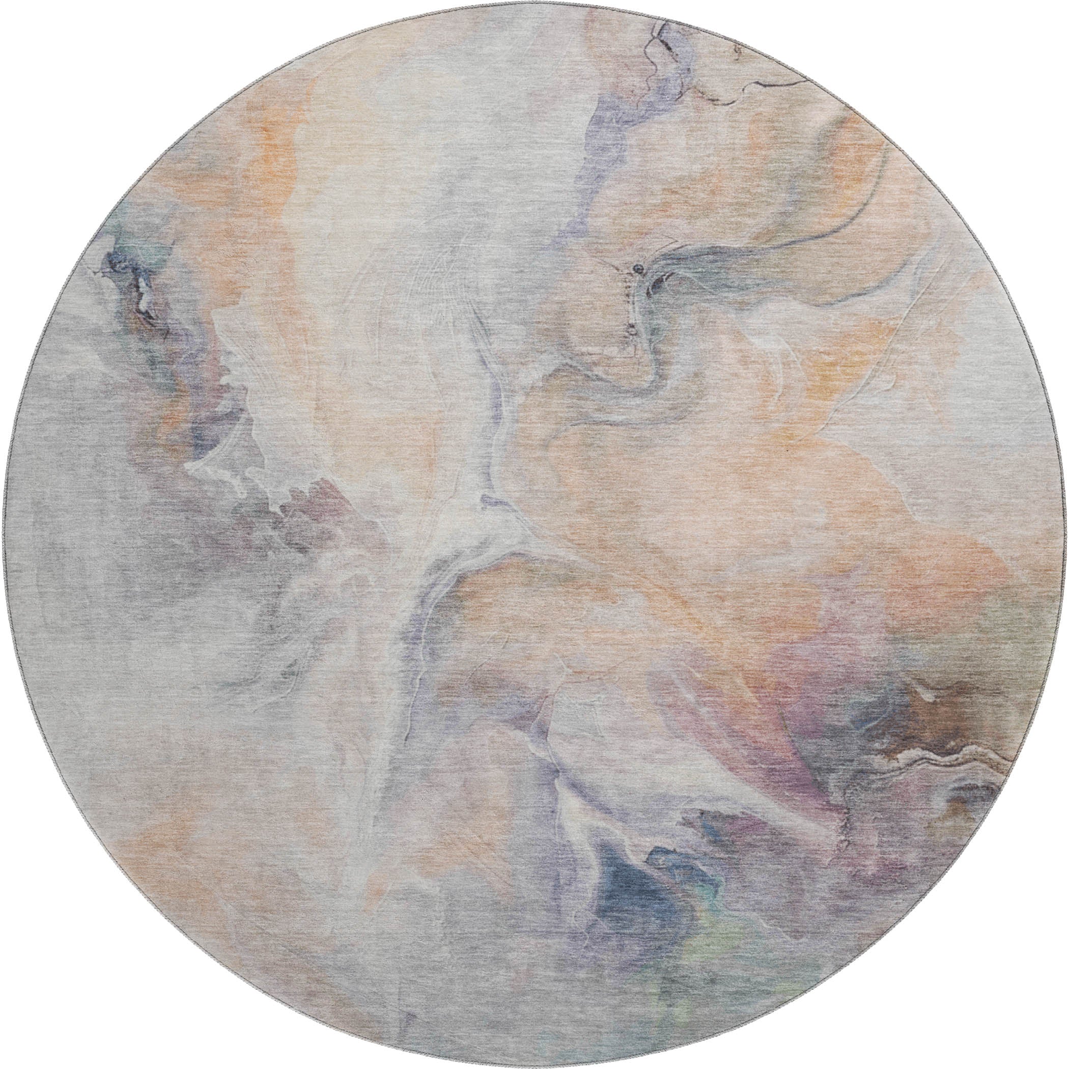 Oslo Machine Washable Transitional Linen Ivory Rug 8' x 8' #shape_Round