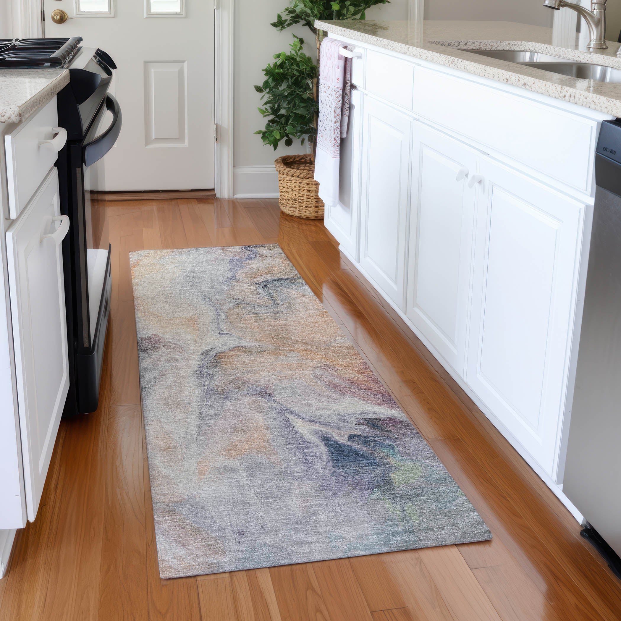 Oslo Machine Washable Transitional Linen Ivory Rug 2'3" x 7'6" #shape_Runner