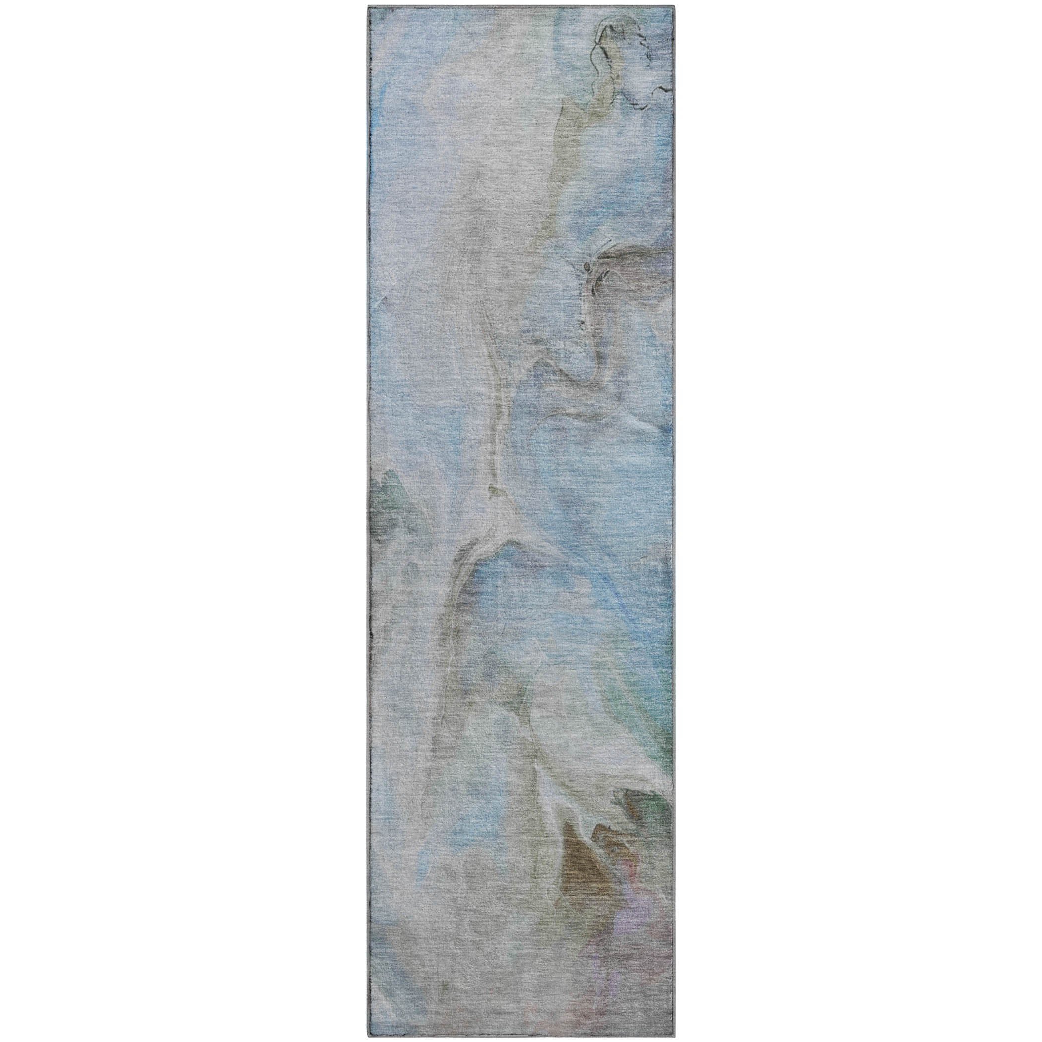 Oslo Machine Washable Transitional Sky Blue Rug 2'3" x 7'6" #shape_Runner