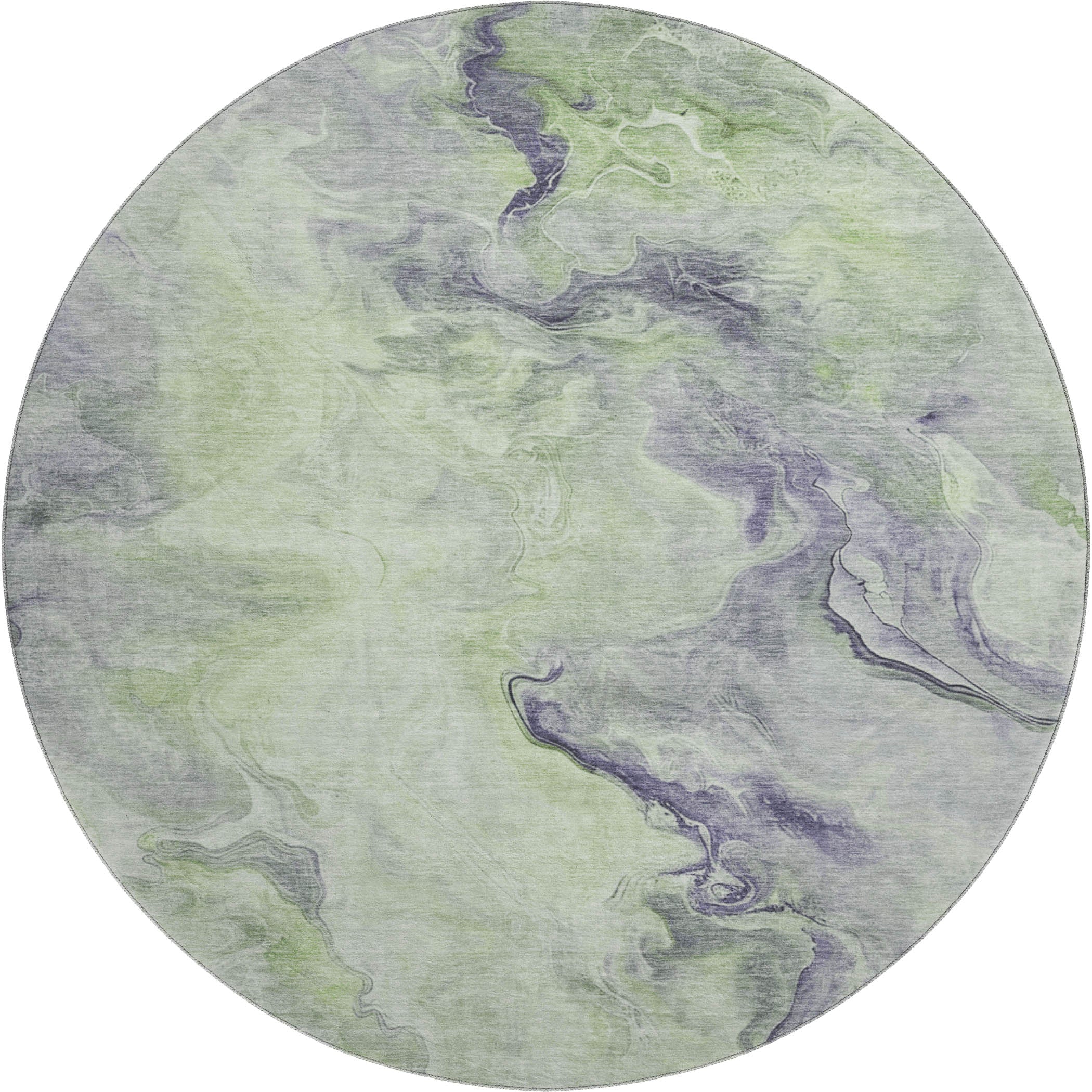 Lisbon Machine Washable Transitional Aloe Green Rug 8' x 8' #shape_Round