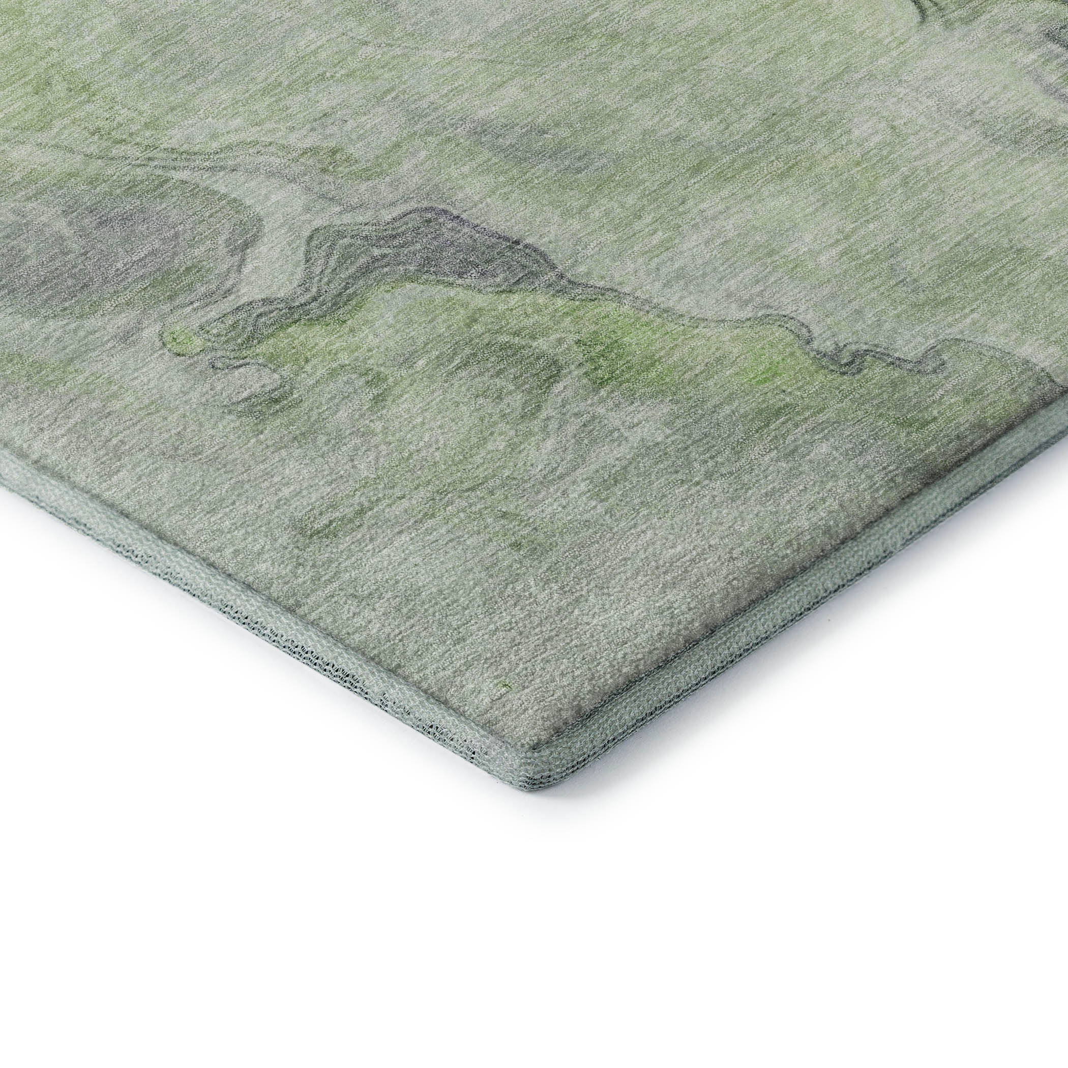Lisbon Machine Washable Transitional Aloe Green Rug 1'8" x 2'6" #shape_Rectangle