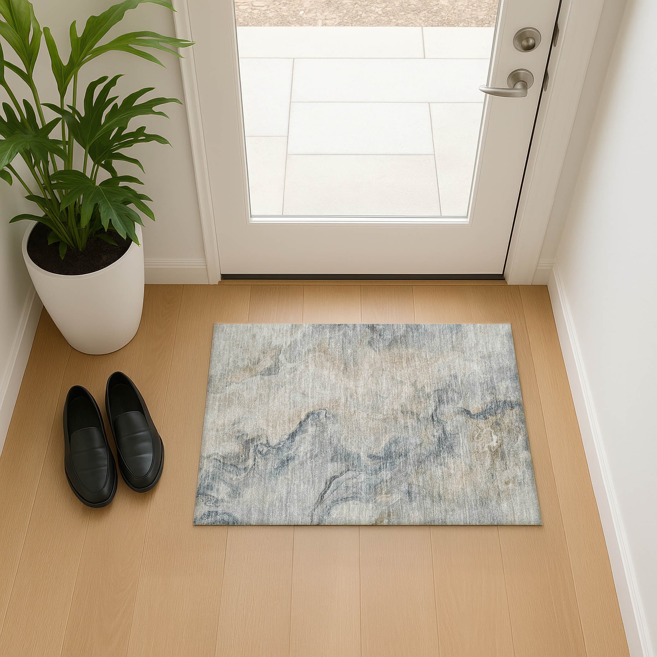 Lisbon Machine Washable Transitional Beige Brown Rug 1'8" x 2'6" #shape_Rectangle