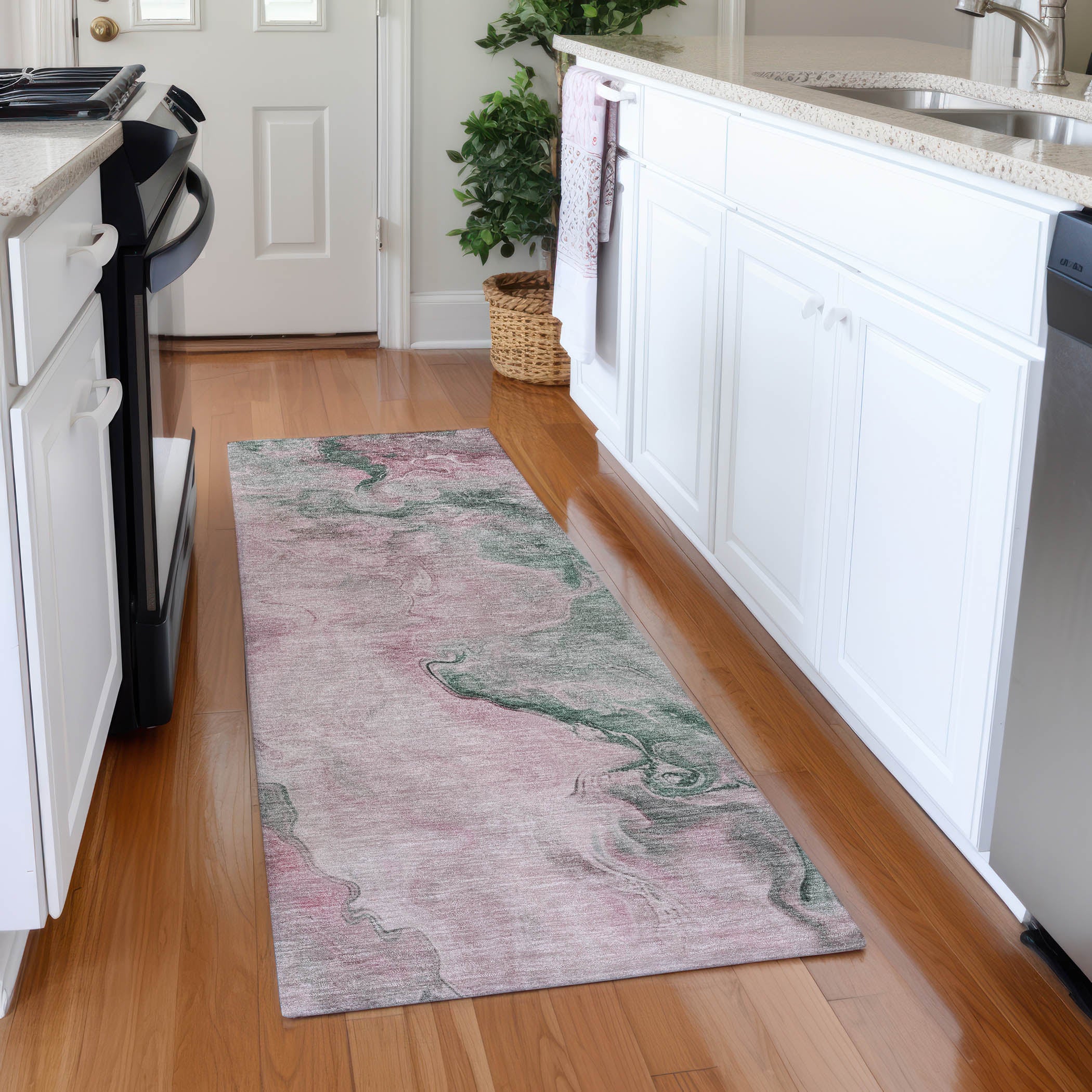 Lisbon Machine Washable Transitional Blush Pink Rug 2'3" x 7'6" #shape_Runner