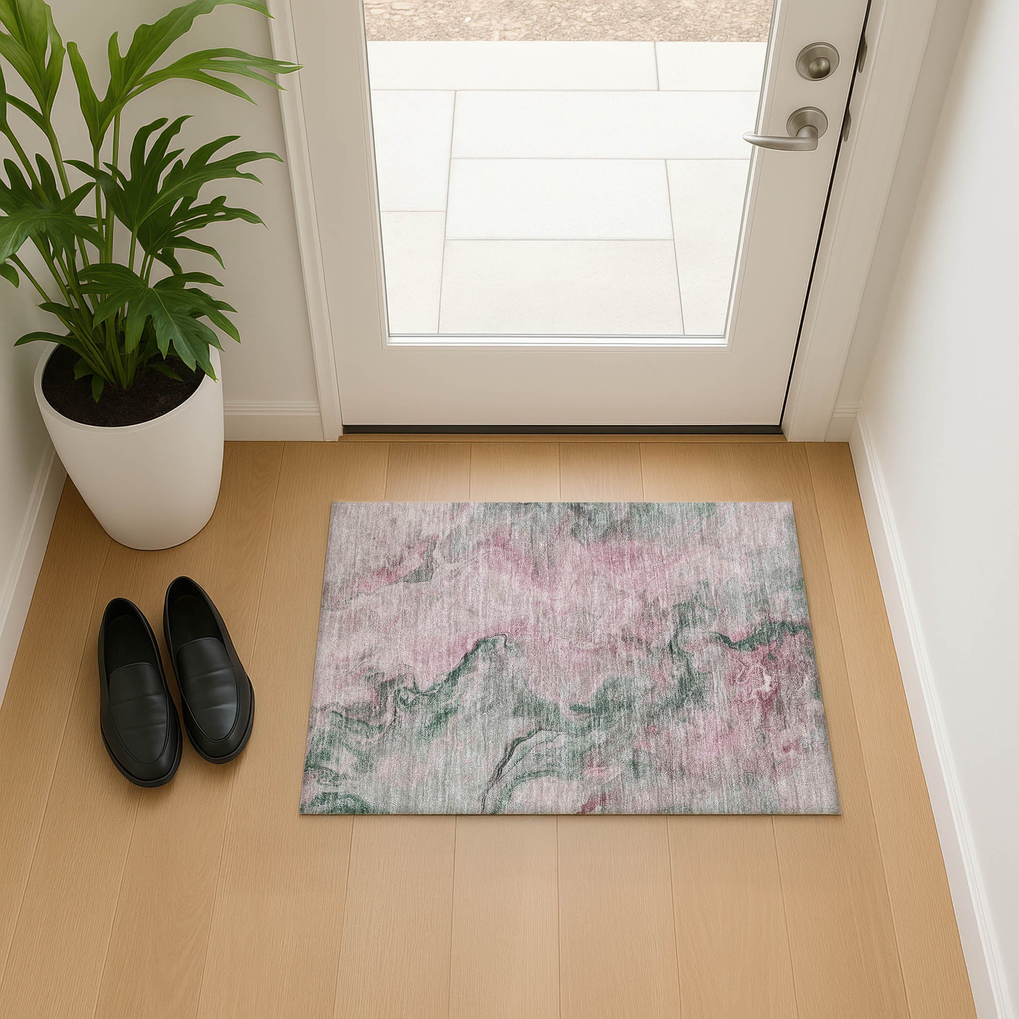 Lisbon Machine Washable Transitional Blush Pink Rug 1'8" x 2'6" #shape_Rectangle