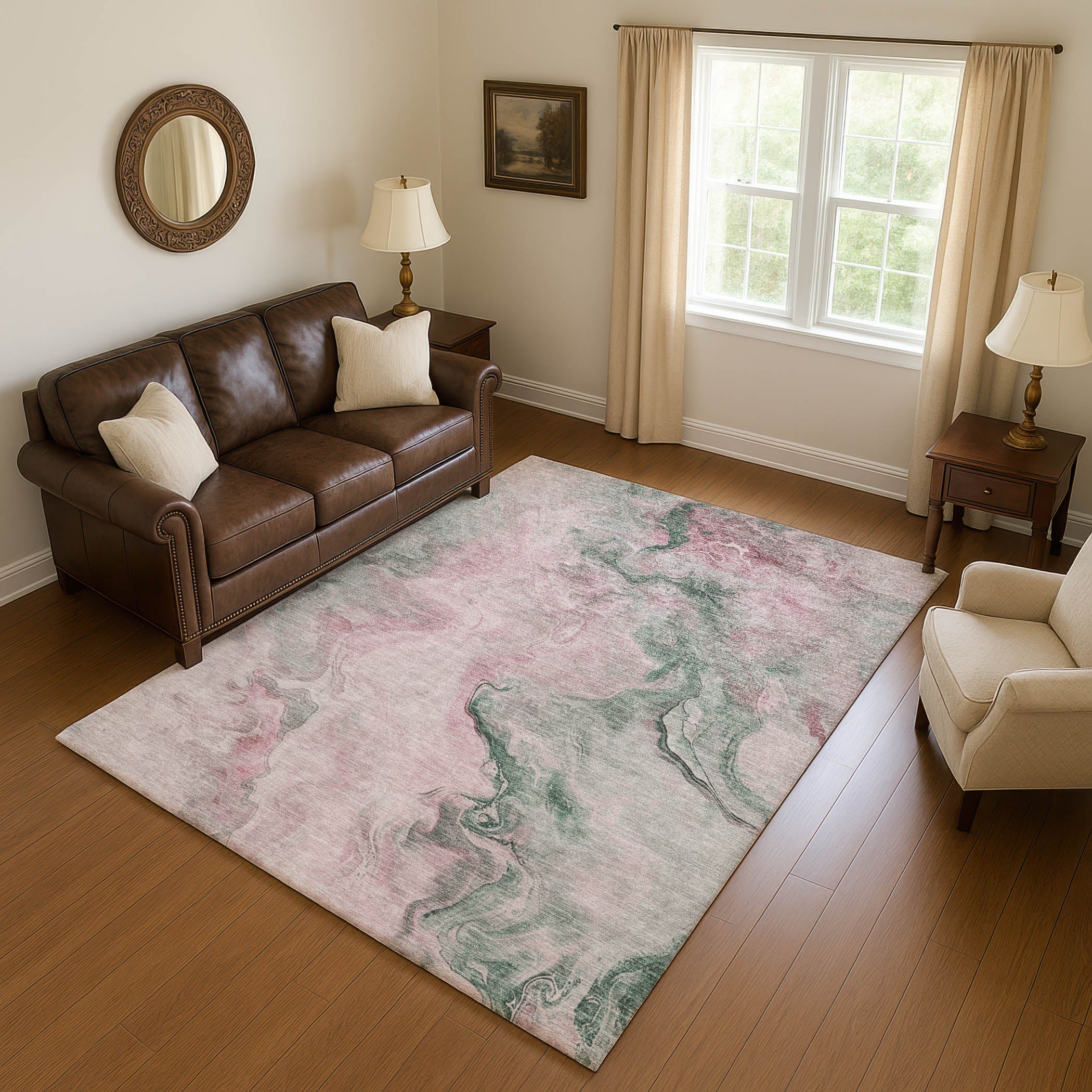 Lisbon Machine Washable Transitional Blush Pink Rug 2'6" x 3'10" #shape_Rectangle