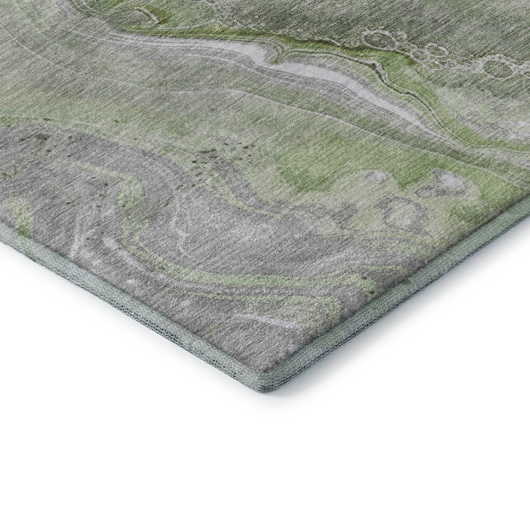 Kotor Machine Washable Transitional Aloe Green Rug 1'8" x 2'6" #shape_Rectangle