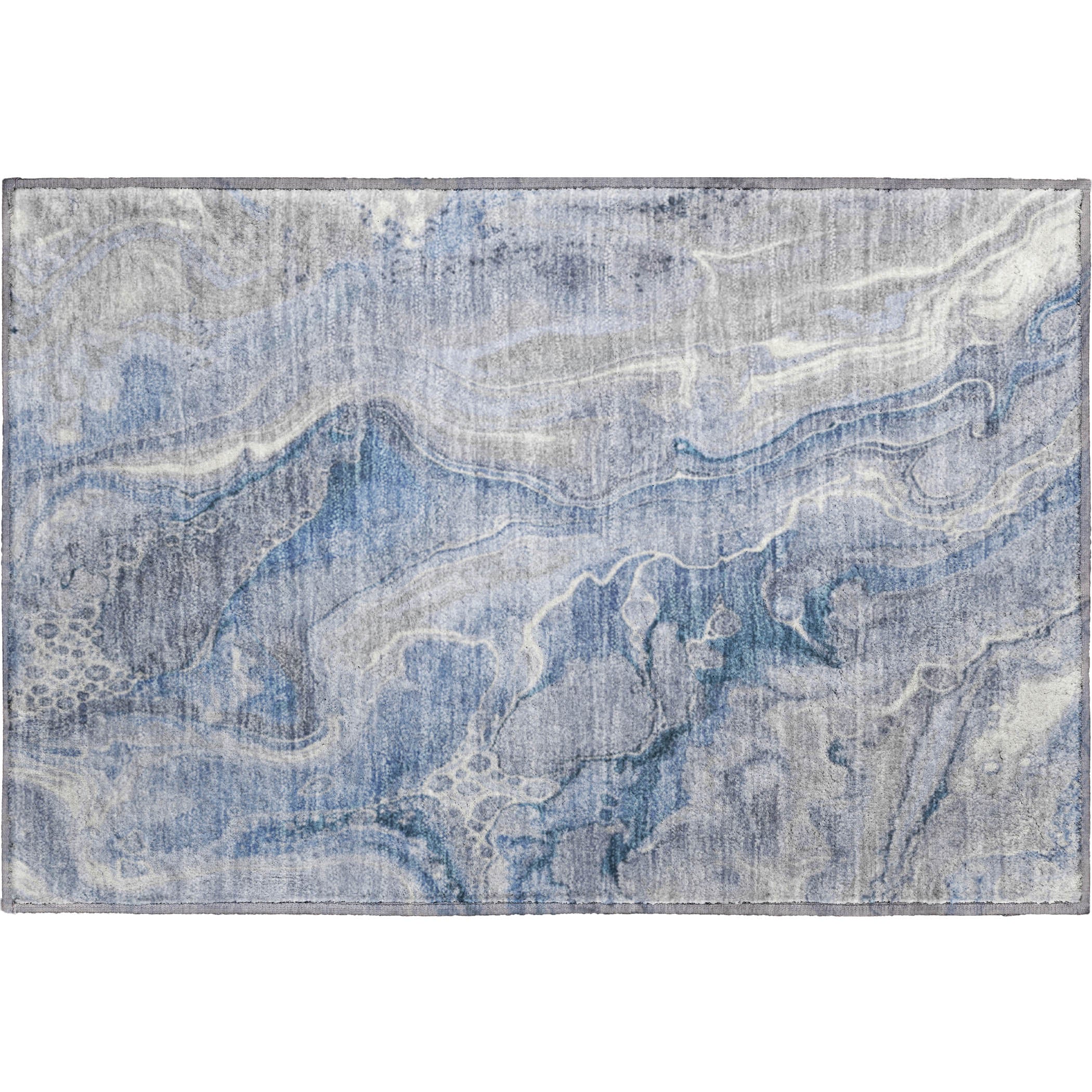 Kotor Machine Washable Transitional Denim Blue Rug 1'8" x 2'6" #shape_Rectangle