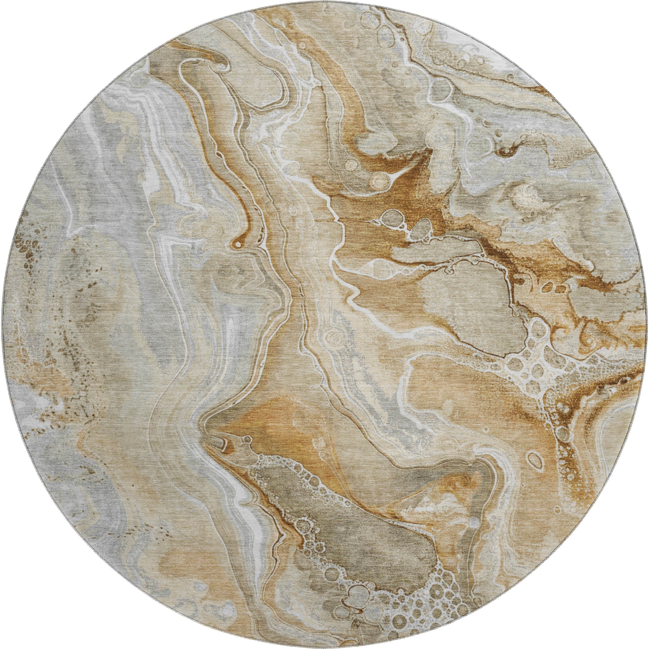 Kotor Machine Washable Transitional Pewter Gray Rug 8' x 8' #shape_Round