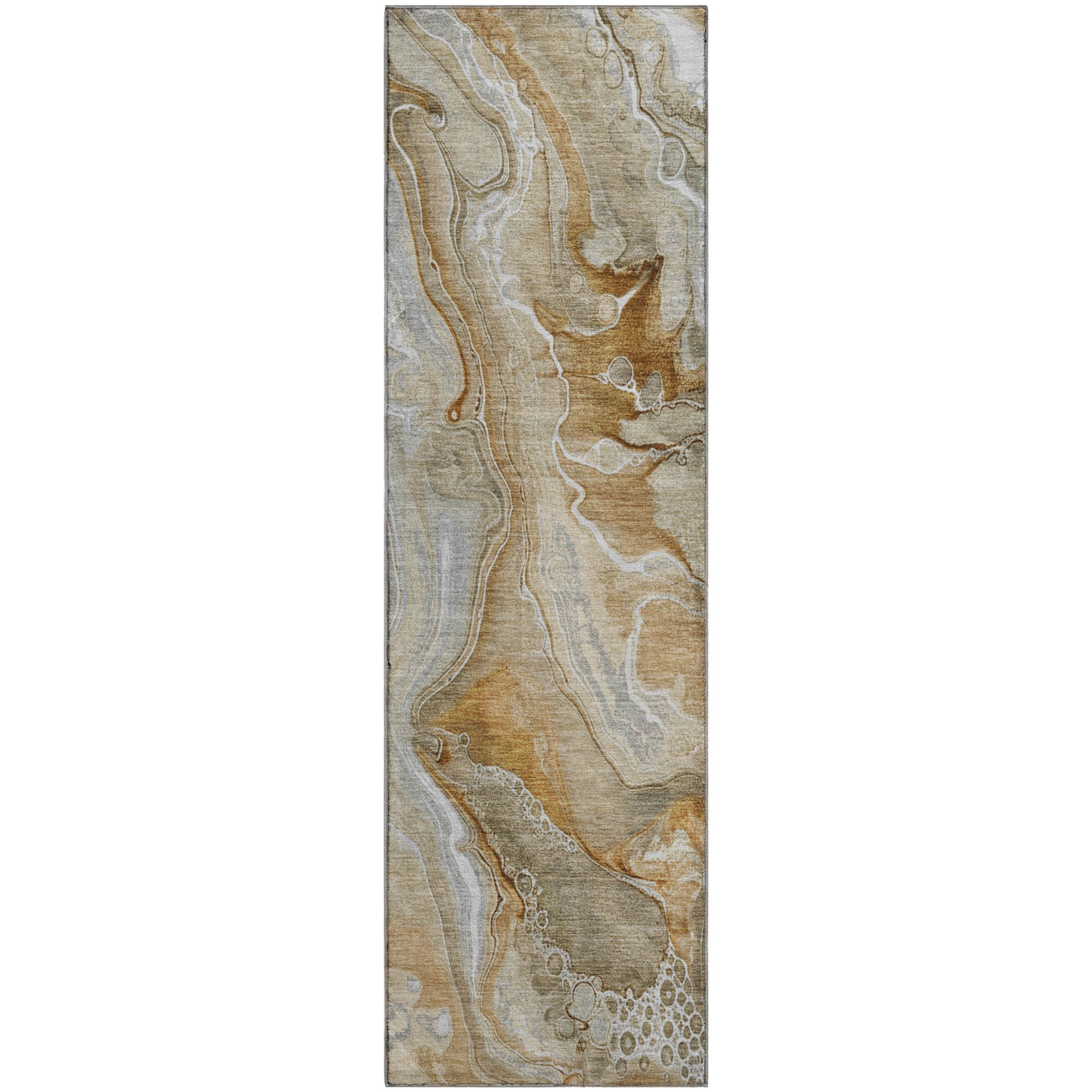 Kotor Machine Washable Transitional Pewter Gray Rug 2'3" x 7'6" #shape_Runner