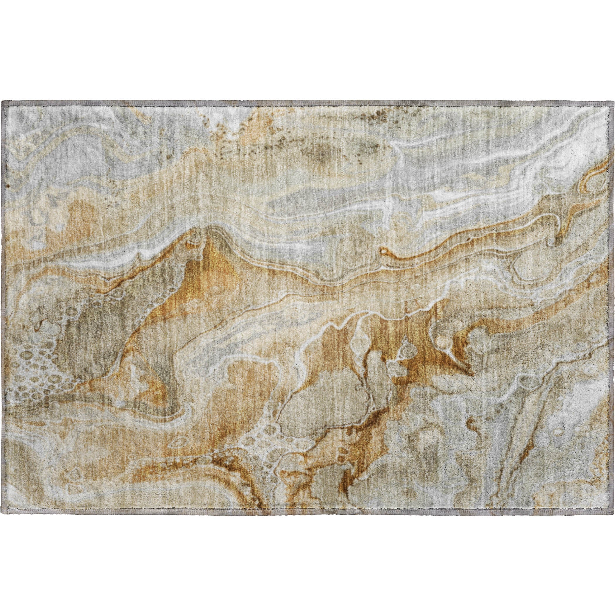 Kotor Machine Washable Transitional Pewter Gray Rug 1'8" x 2'6" #shape_Rectangle