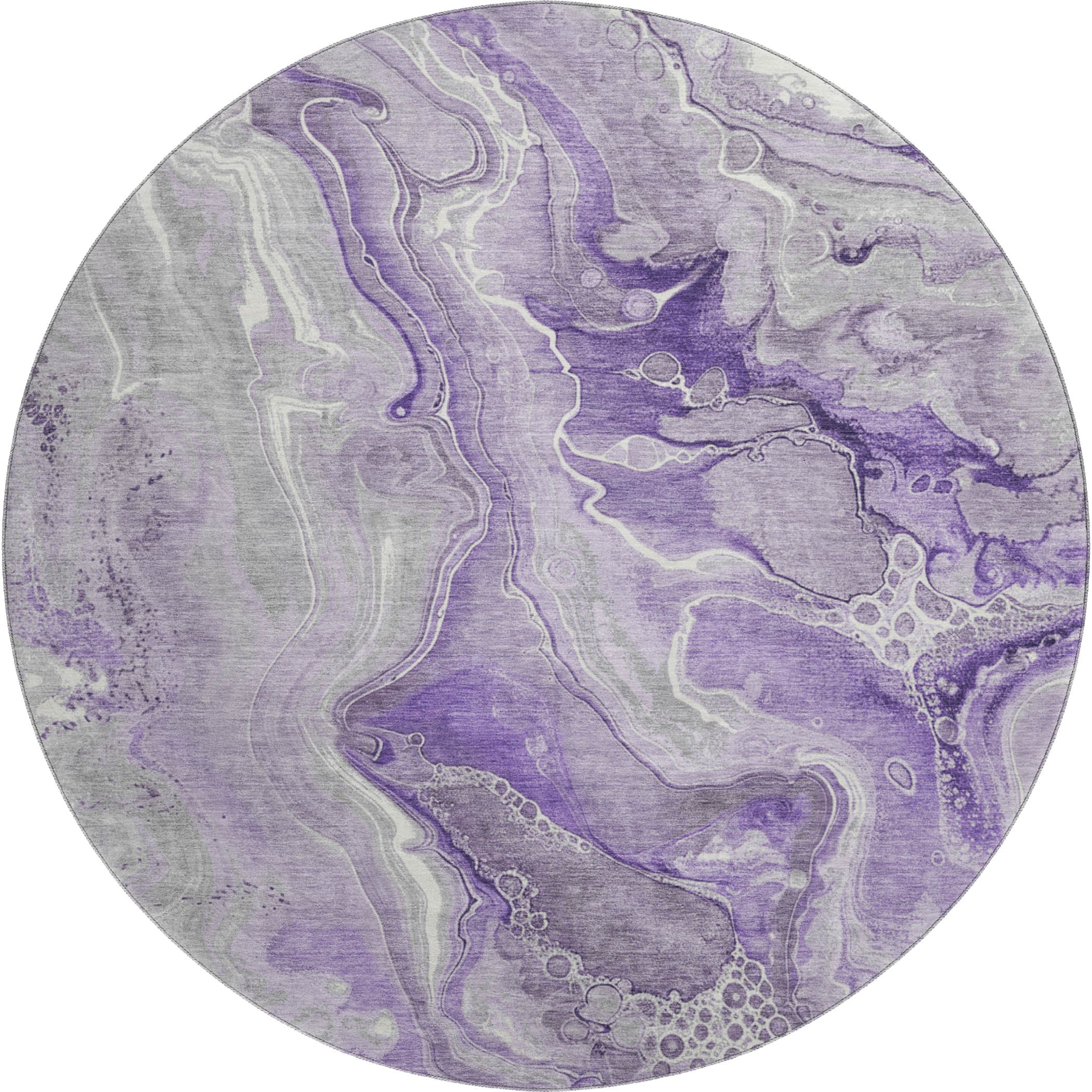 Kotor Machine Washable Transitional Purple Rug 8' x 8' #shape_Round