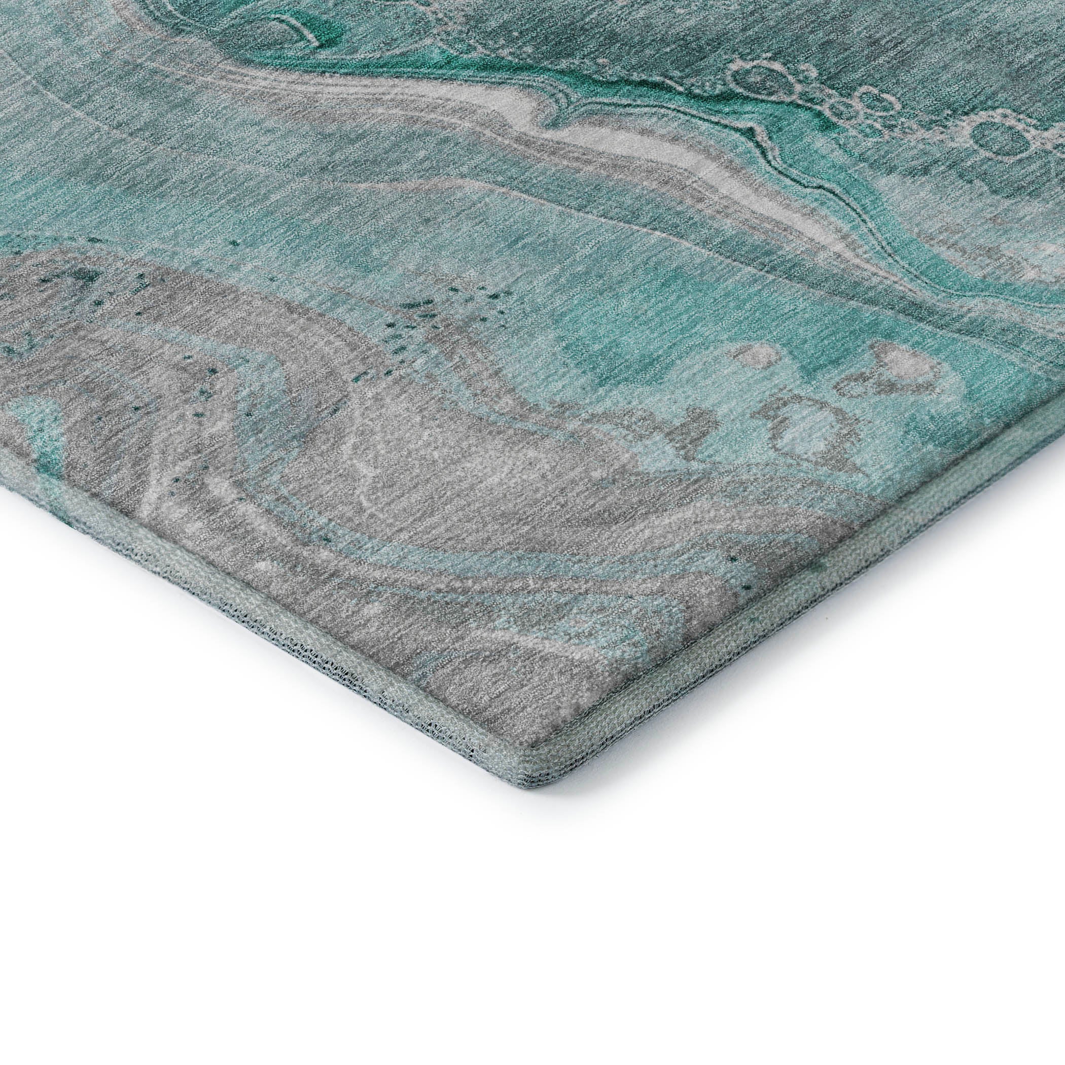 Kotor Machine Washable Transitional Teal Rug 1'8" x 2'6" #shape_Rectangle