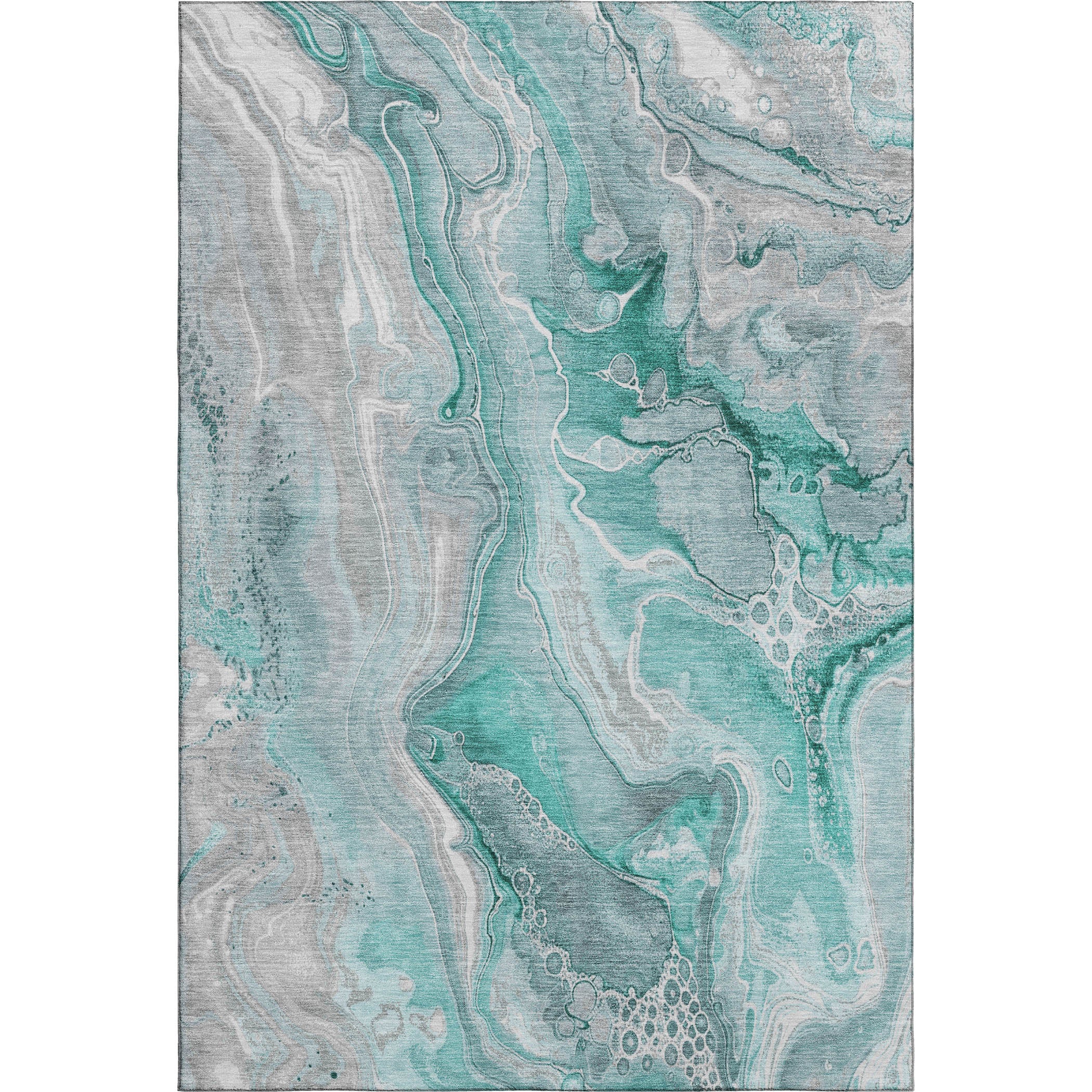 Kotor Machine Washable Transitional Teal Rug 2'6" x 3'10" #shape_Rectangle