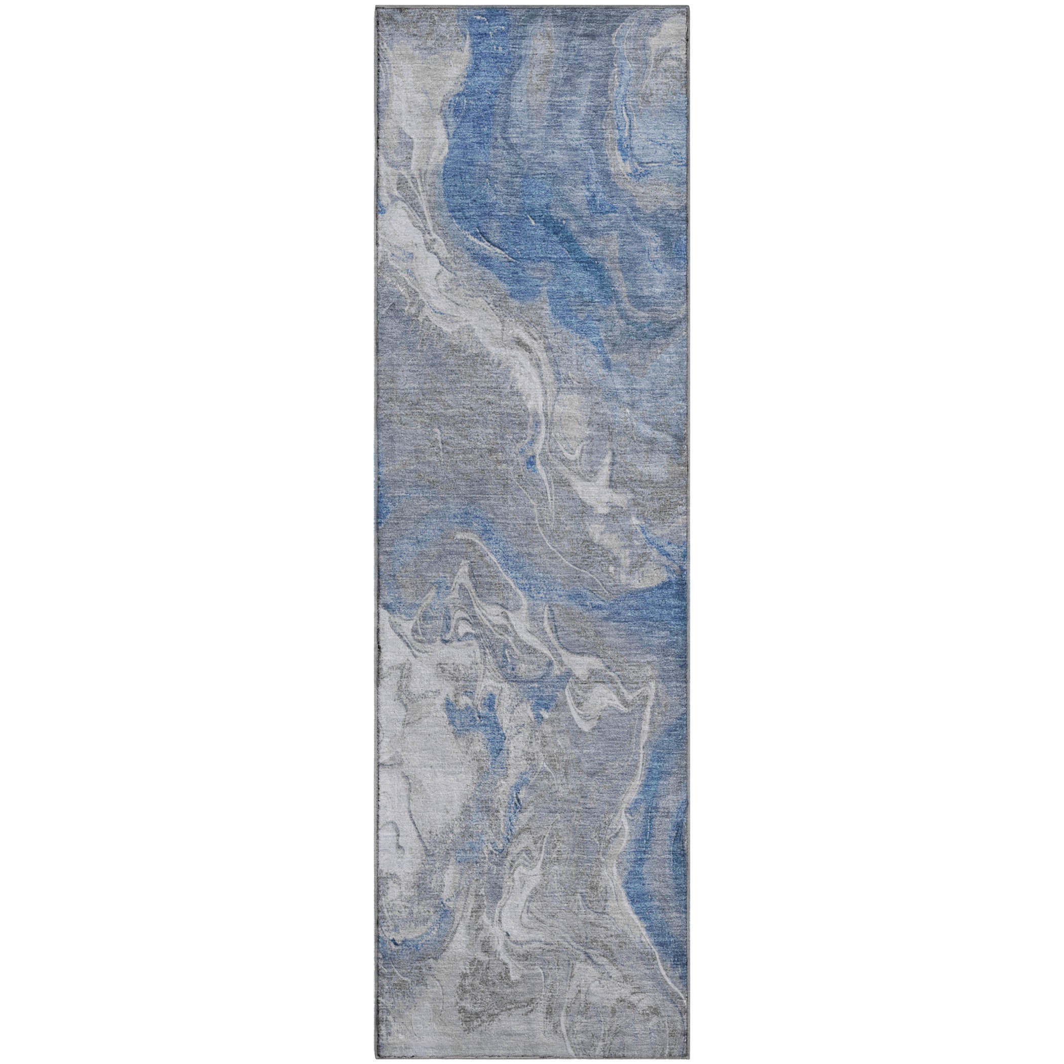 Sarajevo Machine Washable Transitional Blue Rug 2'3" x 7'6" #shape_Runner