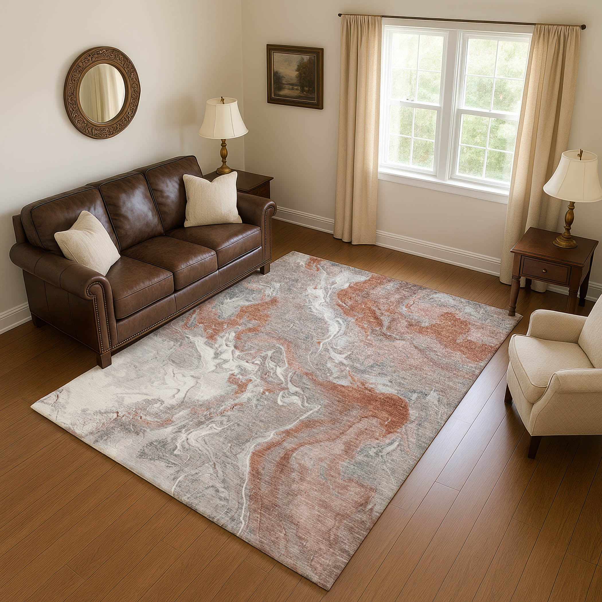 Sarajevo Machine Washable Transitional Salmon Orange Rug 2'6" x 3'10" #shape_Rectangle