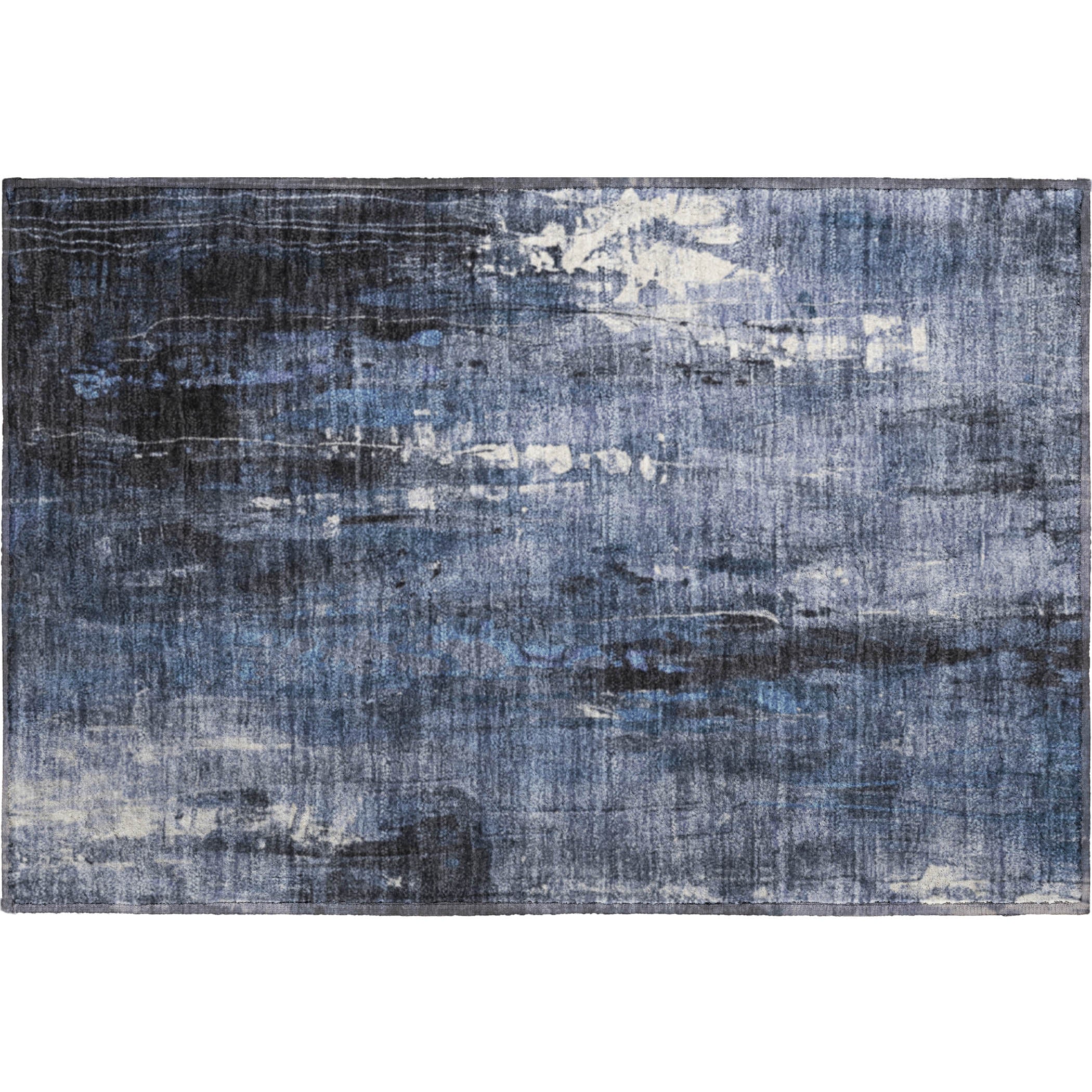 Mdina Machine Washable Transitional Blue Rug 1'8" x 2'6" #shape_Rectangle