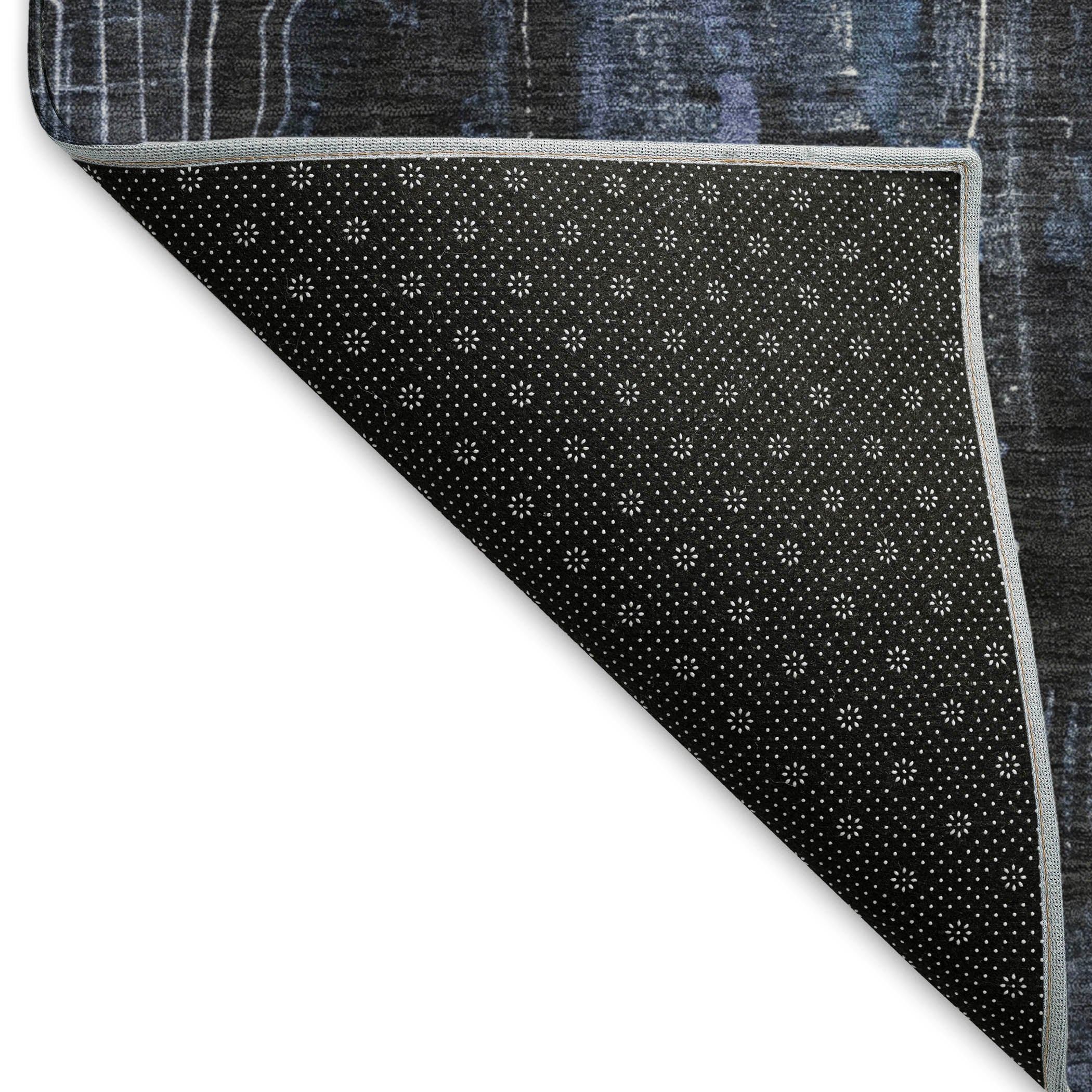Mdina Machine Washable Transitional Blue Rug 1'8" x 2'6" #shape_Rectangle