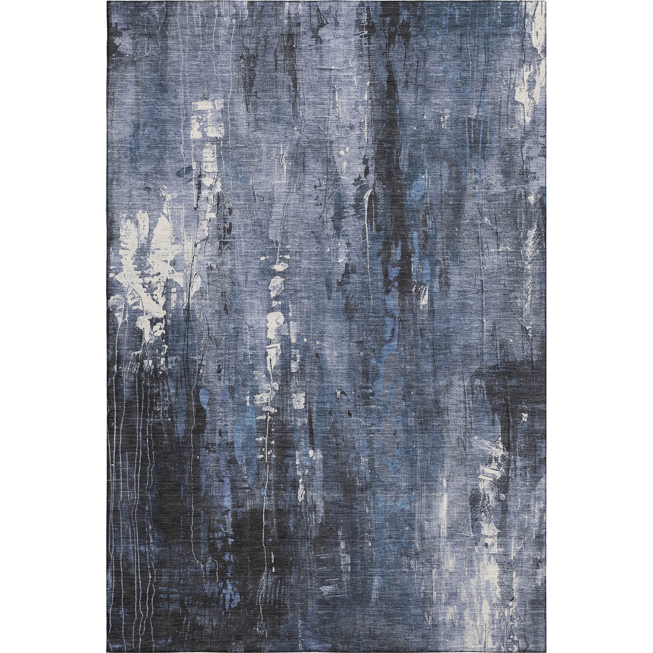 Mdina Machine Washable Transitional Blue Rug 2'6" x 3'10" #shape_Rectangle