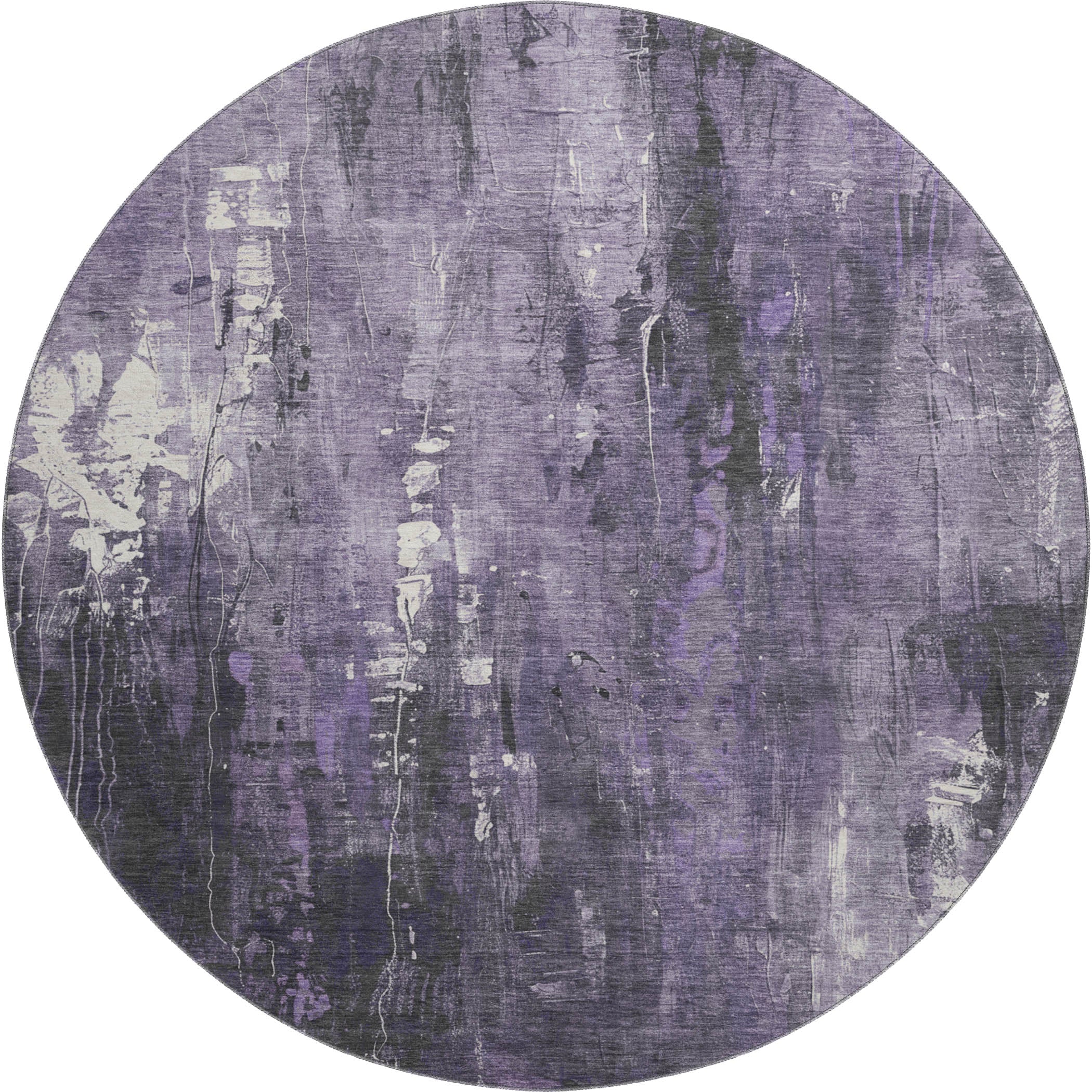 Mdina Machine Washable Transitional Purple Rug 8' x 8' #shape_Round