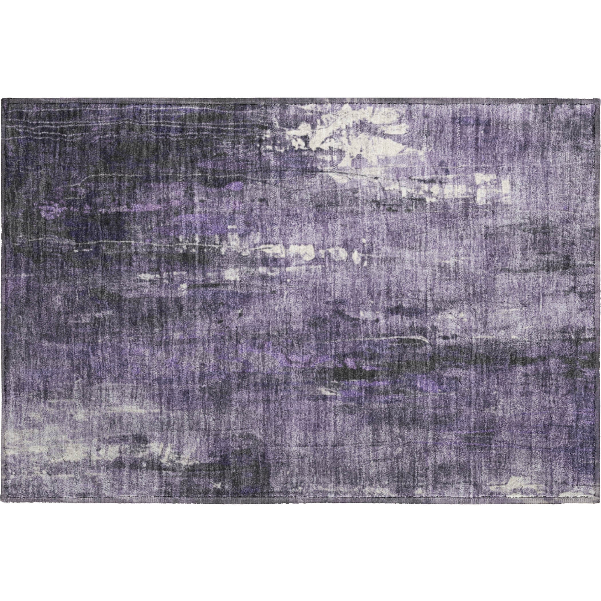 Mdina Machine Washable Transitional Purple Rug 1'8" x 2'6" #shape_Rectangle