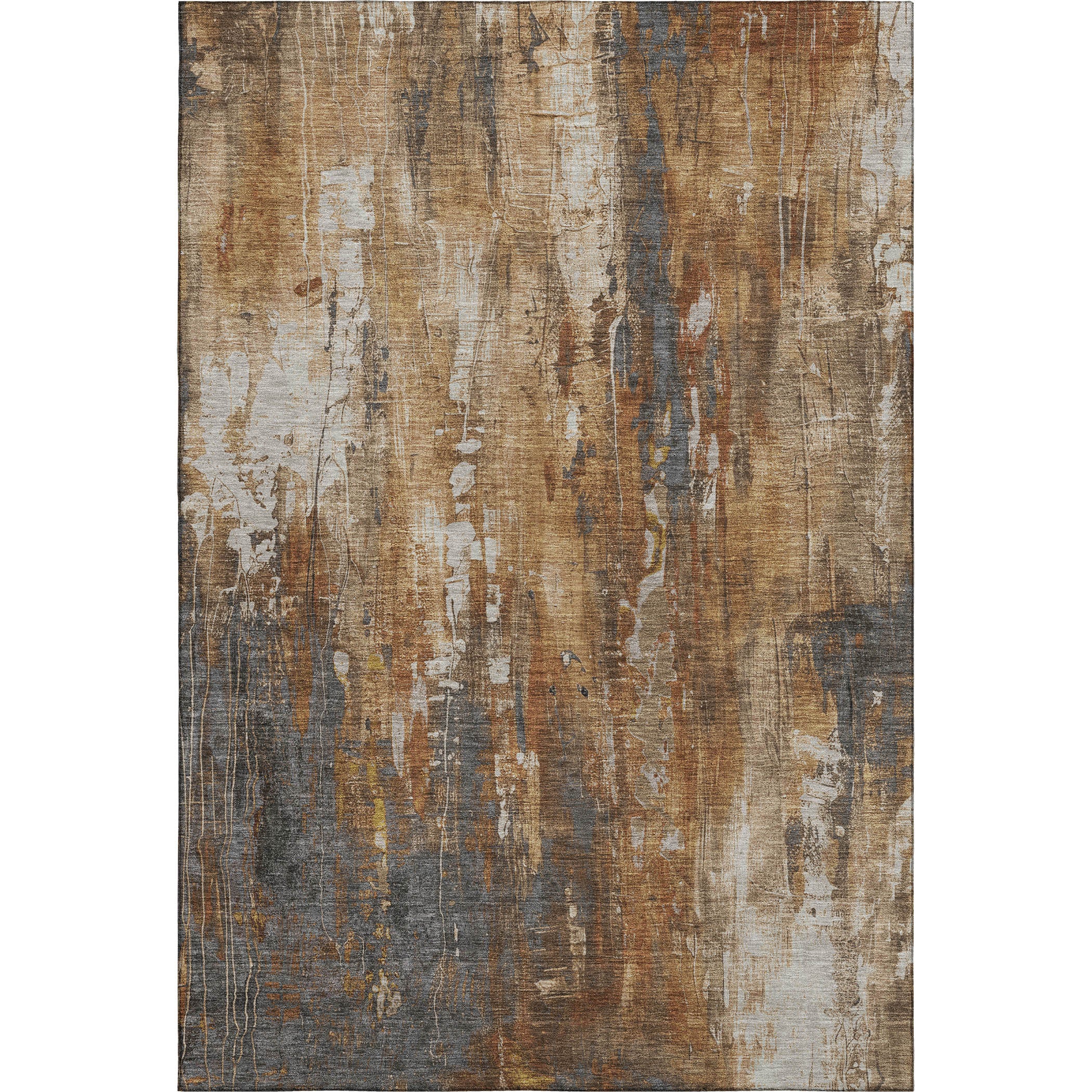 Mdina Machine Washable Transitional Rust Orange Rug 2'6" x 3'10" #shape_Rectangle