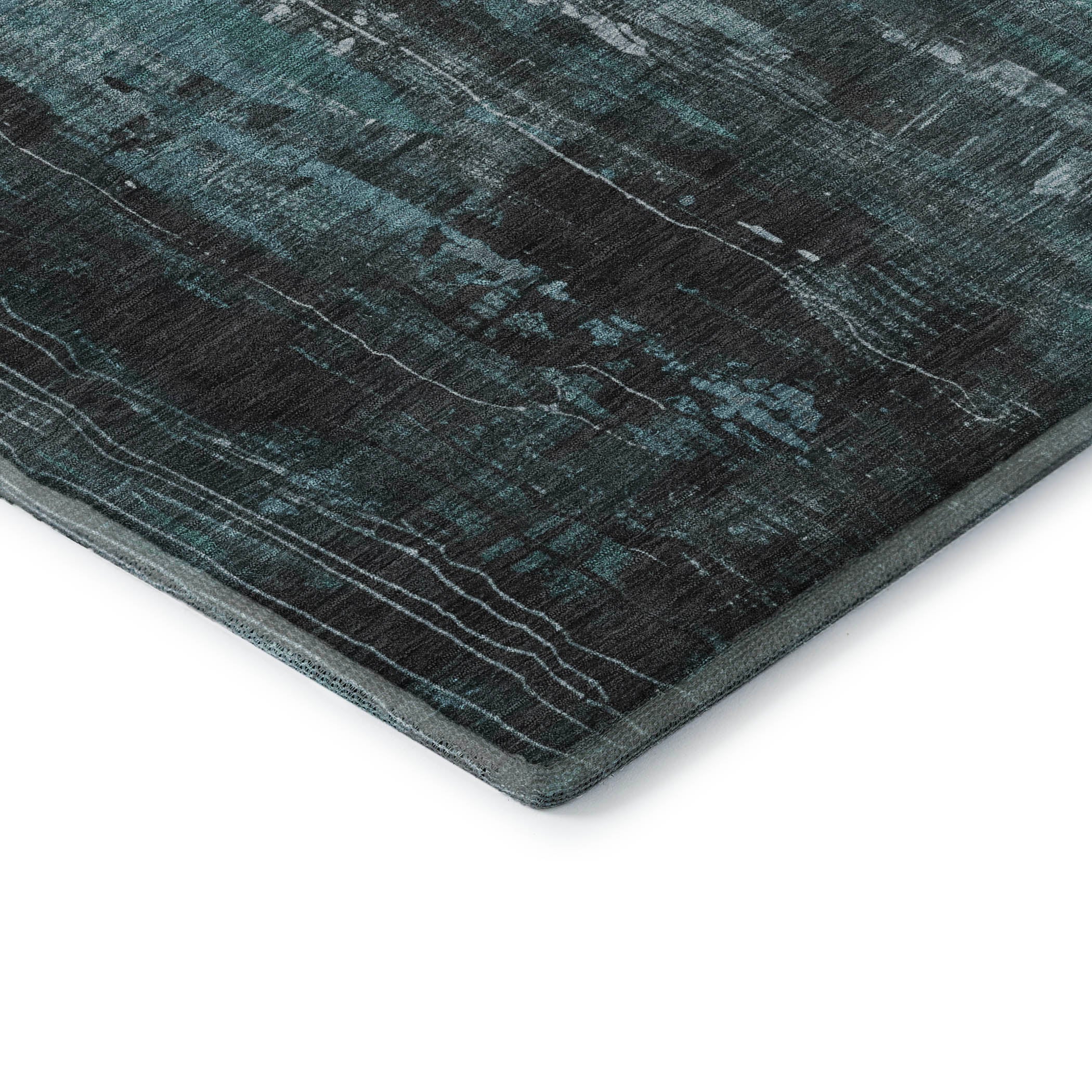 Mdina Machine Washable Transitional Teal Rug 1'8" x 2'6" #shape_Rectangle