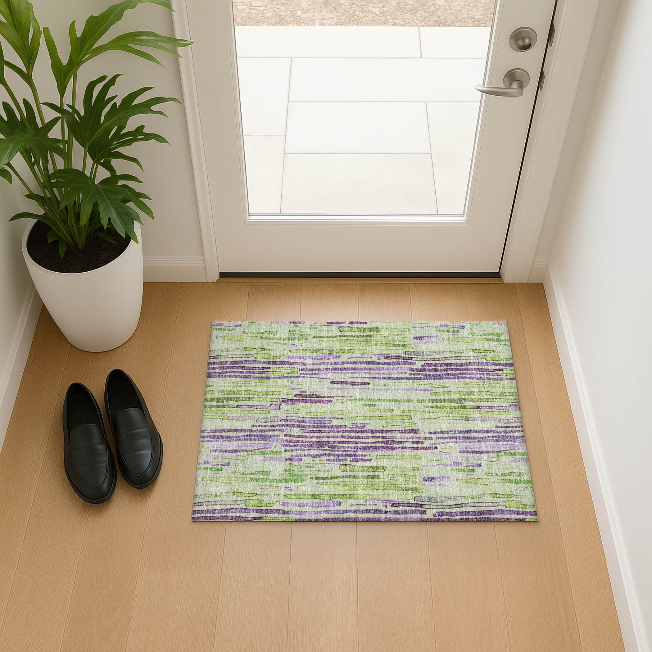 Prague Machine Washable Transitional Aloe Green Rug 1'8" x 2'6" #shape_Rectangle