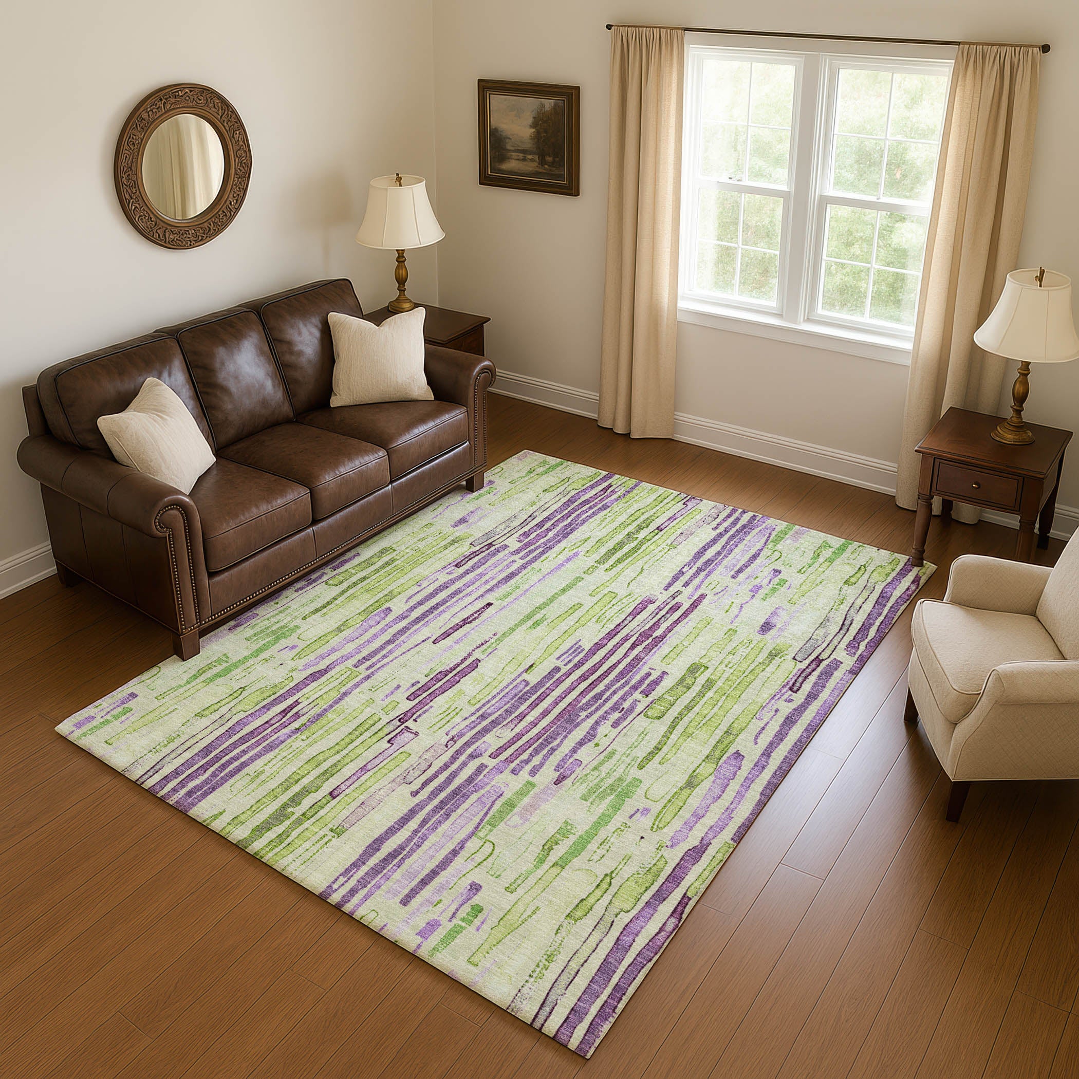 Prague Machine Washable Transitional Aloe Green Rug 2'6" x 3'10" #shape_Rectangle