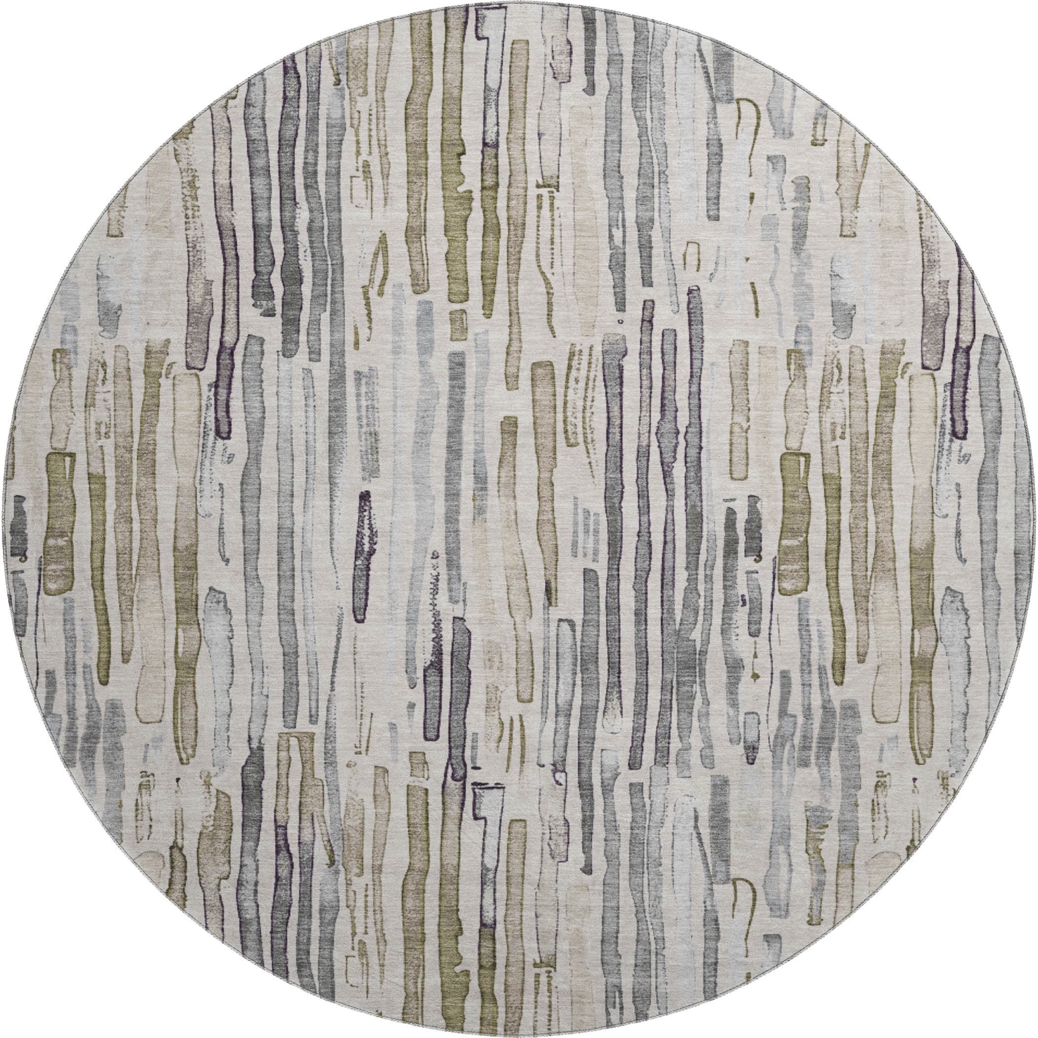 Prague Machine Washable Transitional Beige Brown Rug 8' x 8' #shape_Round