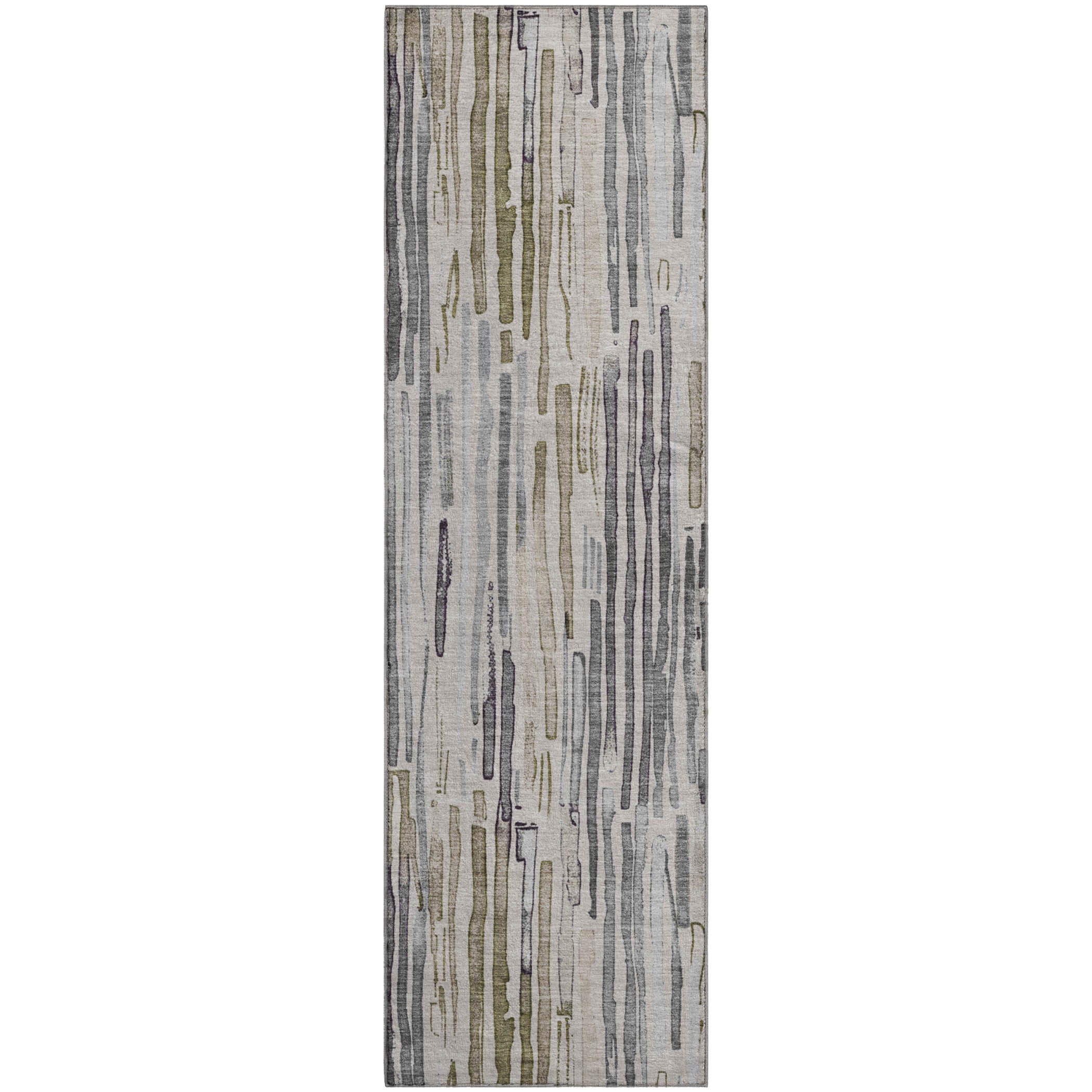 Prague Machine Washable Transitional Beige Brown Rug 2'3" x 7'6" #shape_Runner