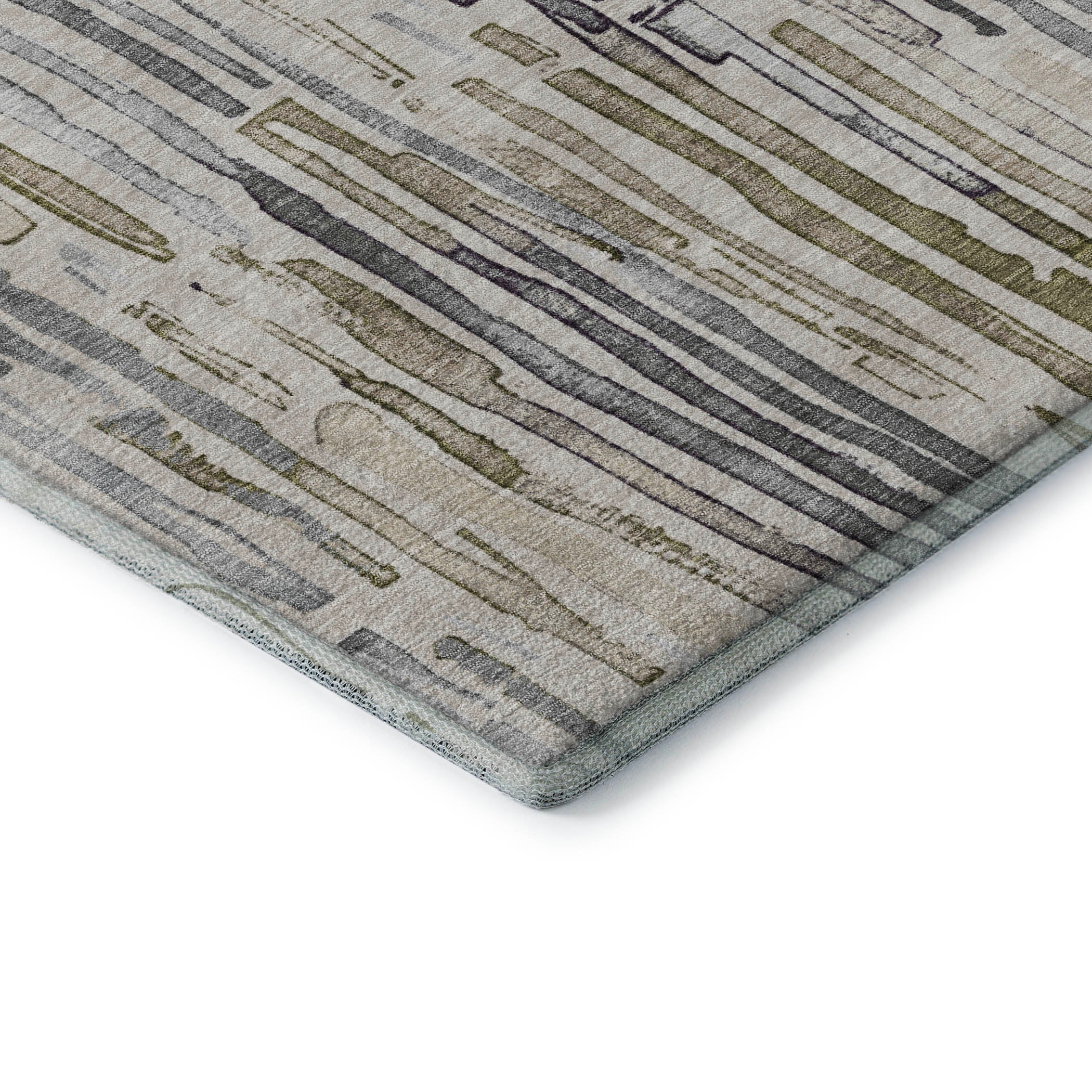 Prague Machine Washable Transitional Beige Brown Rug 1'8" x 2'6" #shape_Rectangle