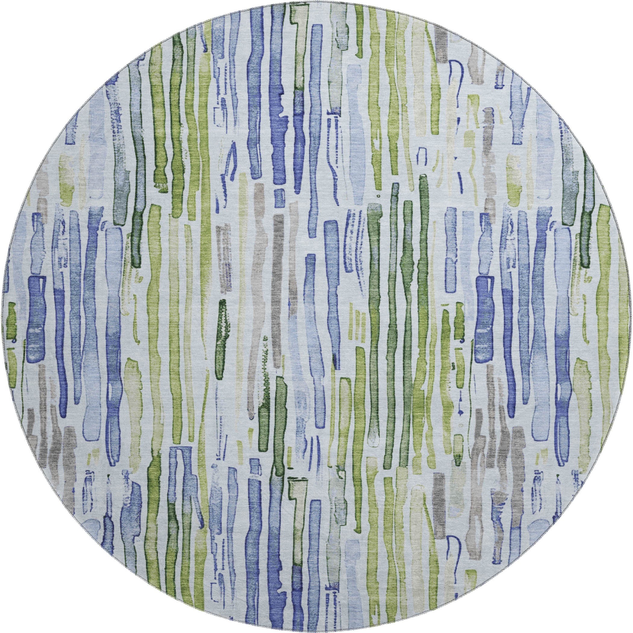 Prague Machine Washable Transitional Sky Blue Rug 8' x 8' #shape_Round