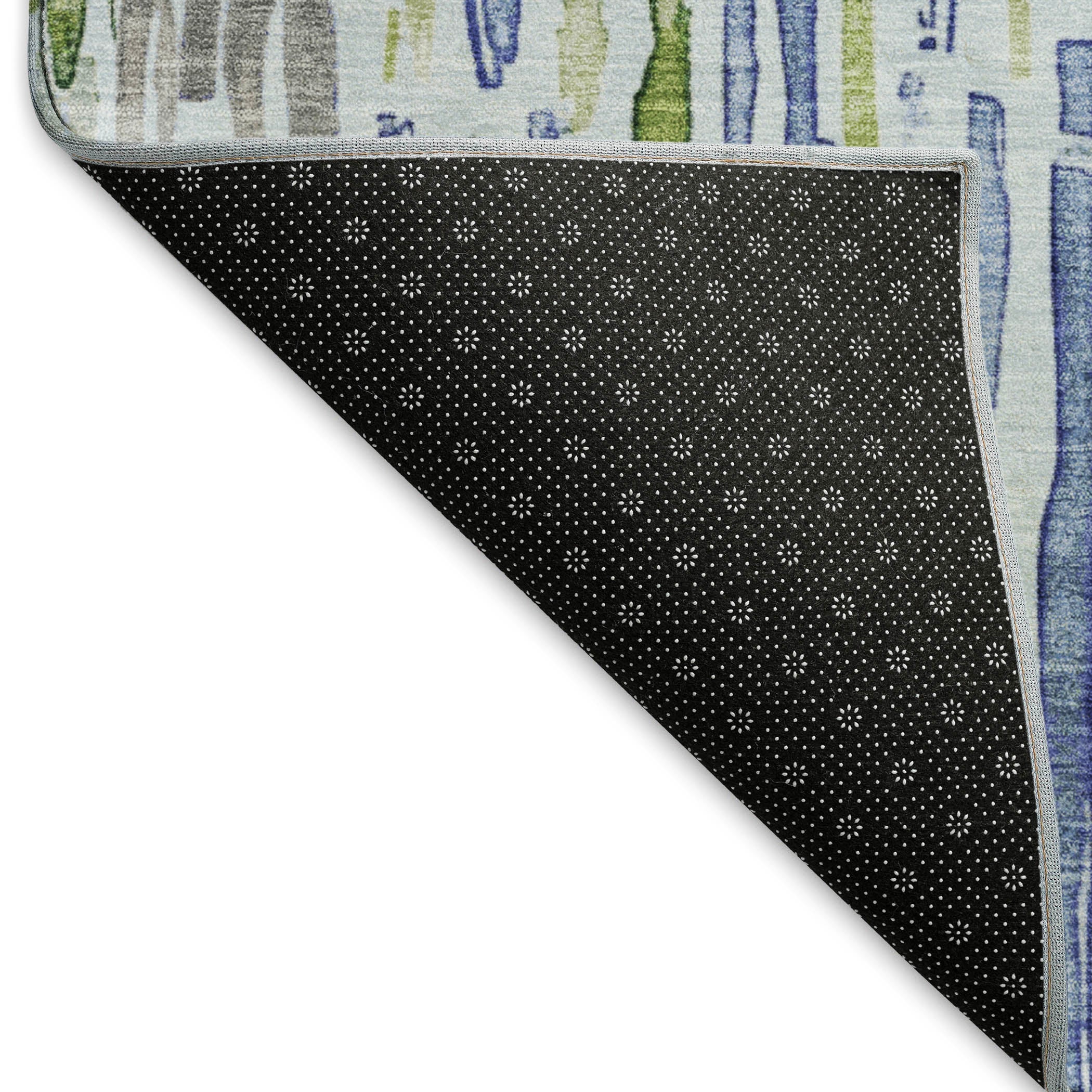 Prague Machine Washable Transitional Sky Blue Rug 1'8" x 2'6" #shape_Rectangle