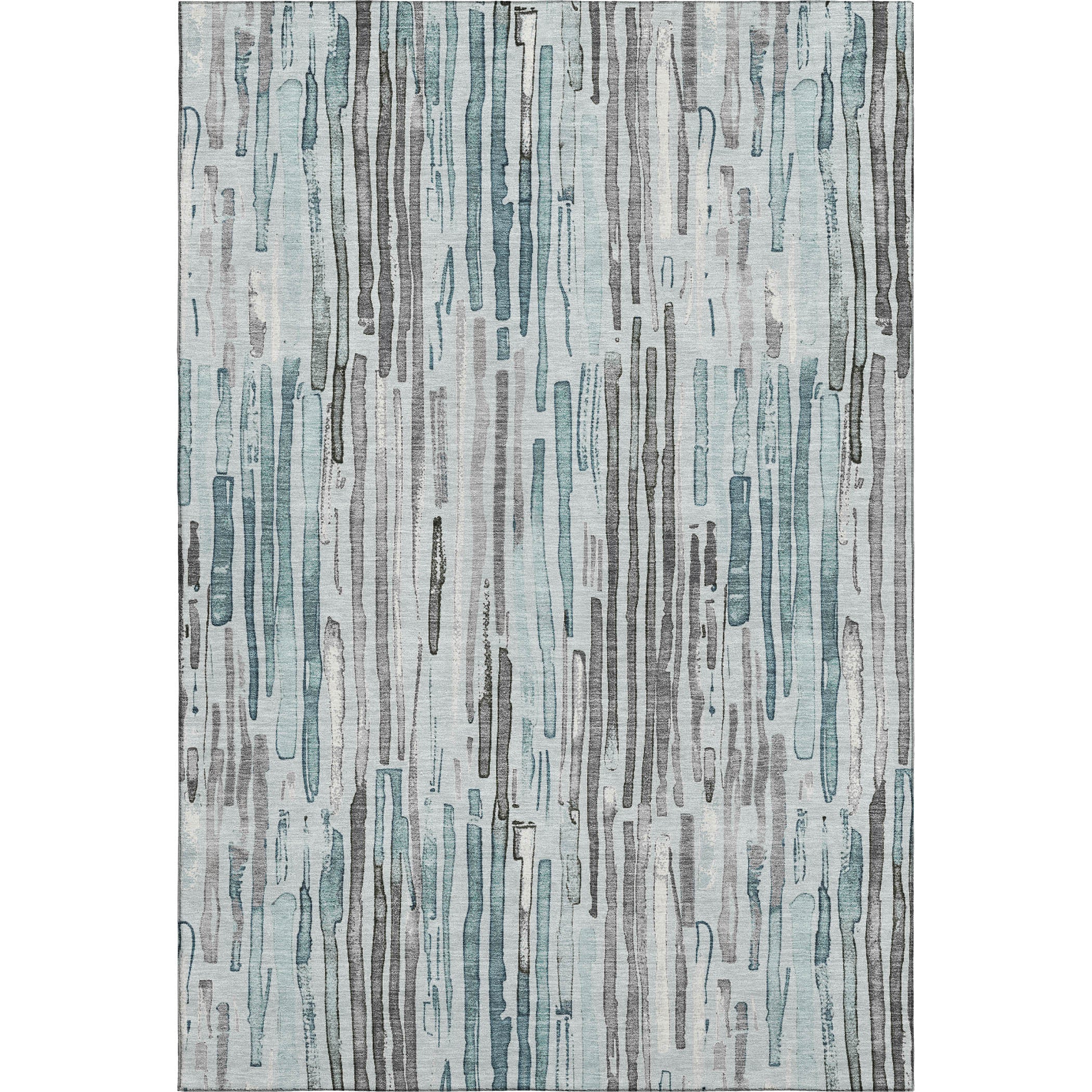 Prague Machine Washable Transitional Teal Rug 2'6" x 3'10" #shape_Rectangle