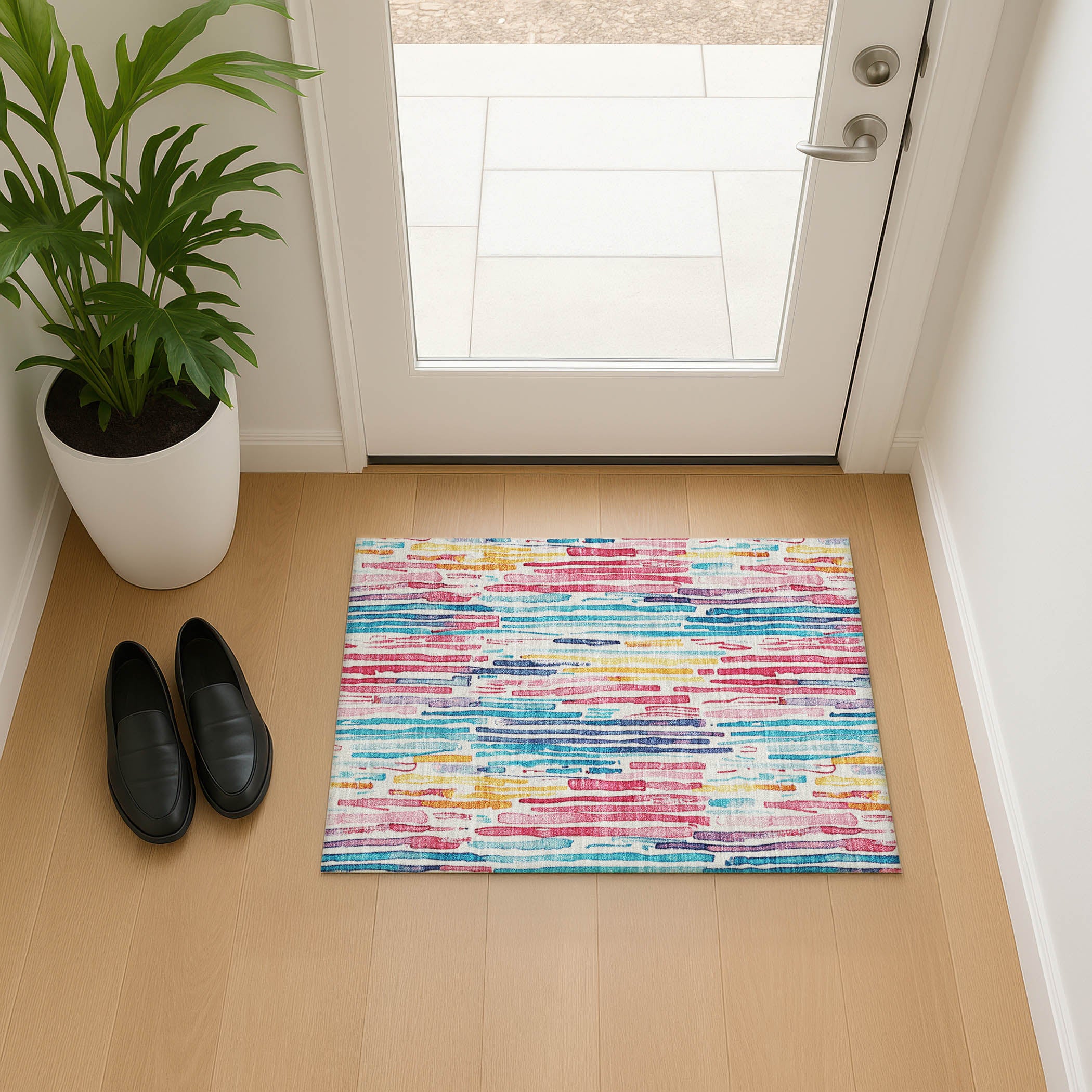 Prague Machine Washable Transitional White Ivory Rug 1'8" x 2'6" #shape_Rectangle