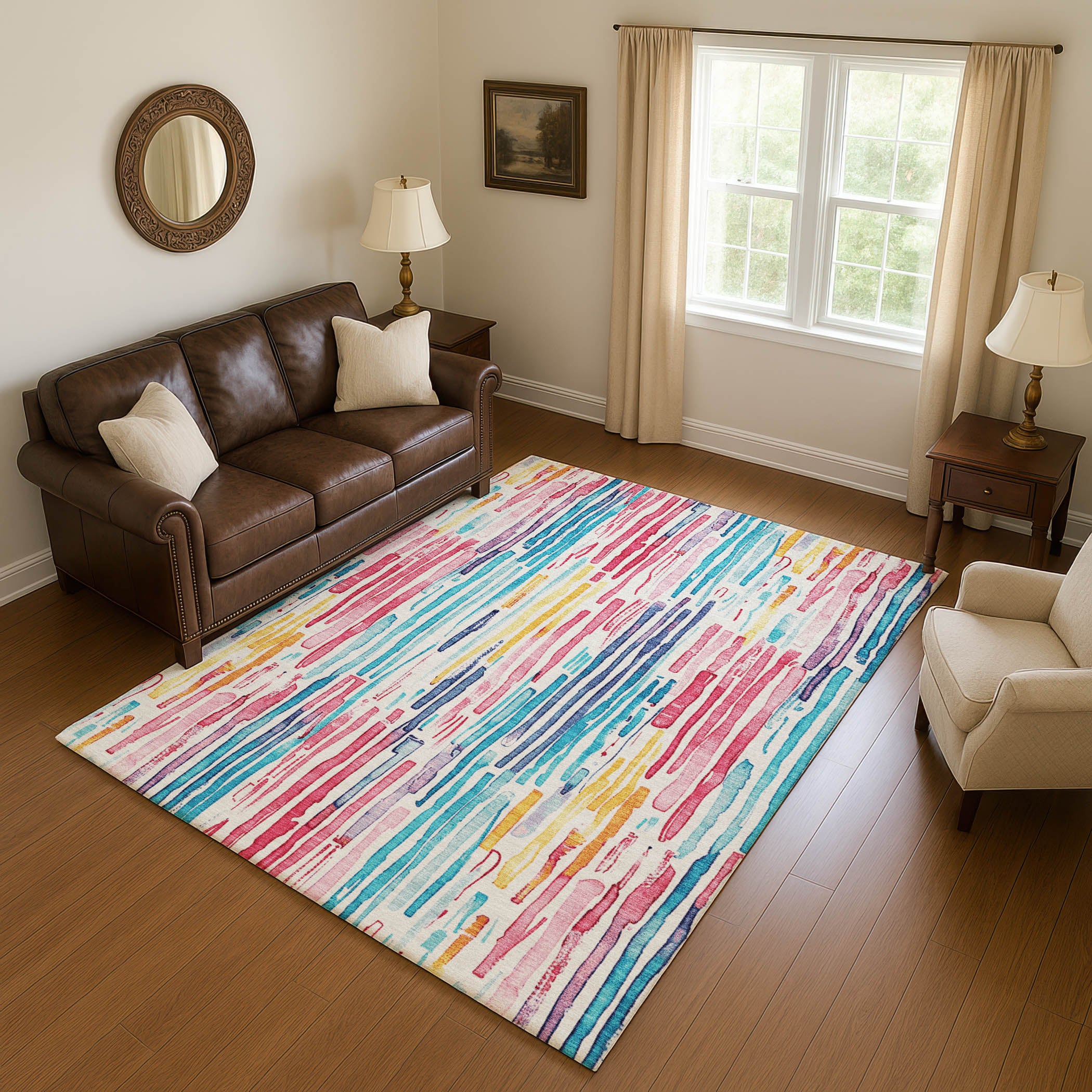Prague Machine Washable Transitional White Ivory Rug 2'6" x 3'10" #shape_Rectangle