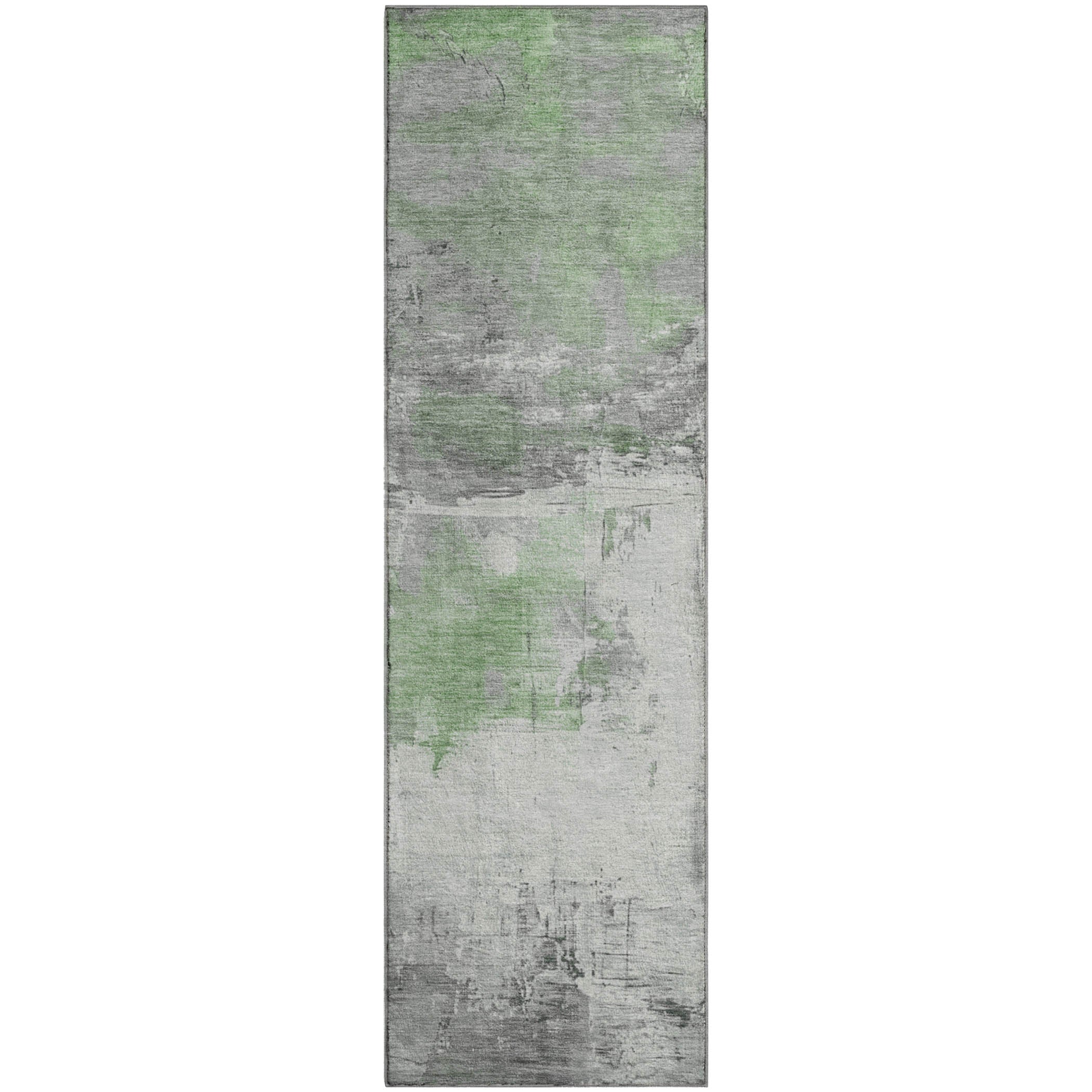 Bern Machine Washable Transitional Aloe Green Rug 2'3" x 7'6" #shape_Runner