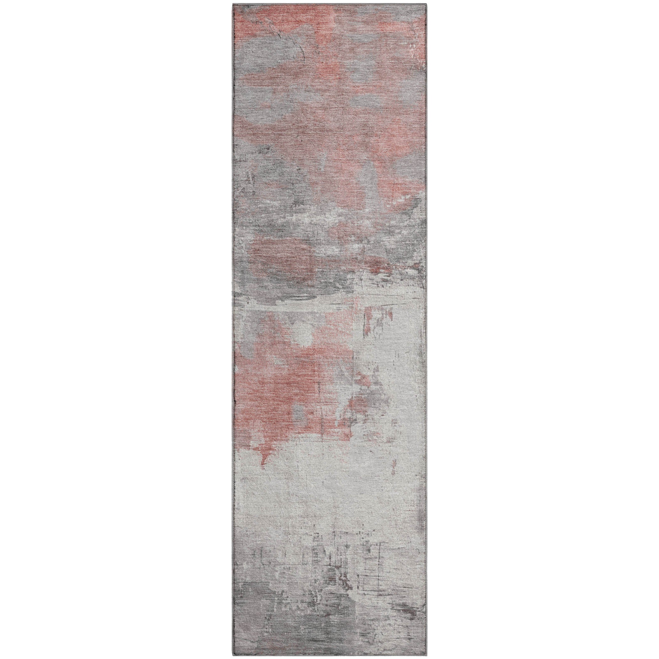 Bern Machine Washable Transitional Coral Orange Rug 2'3" x 7'6" #shape_Runner