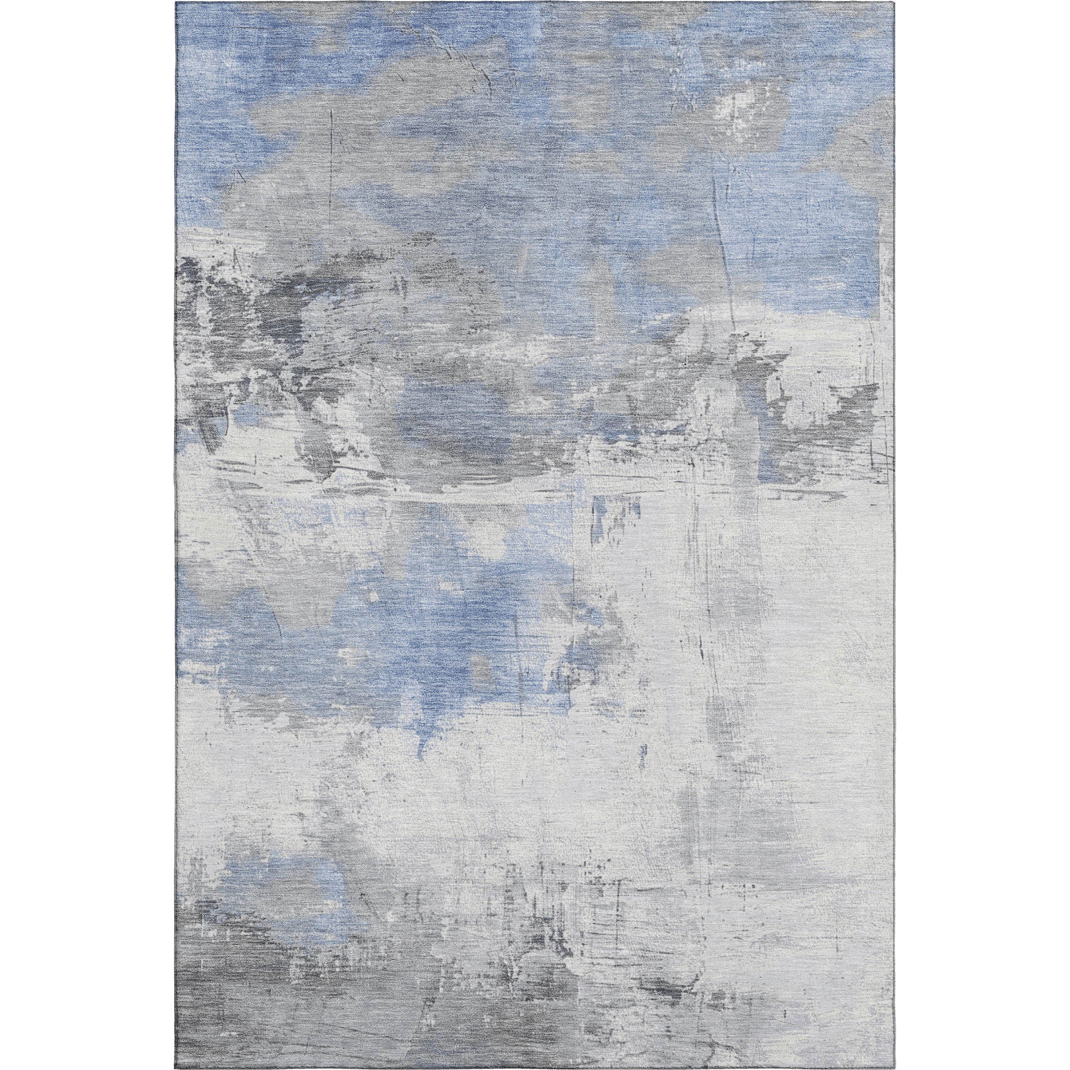 Bern Machine Washable Transitional Denim Blue Rug 2'6" x 3'10" #shape_Rectangle