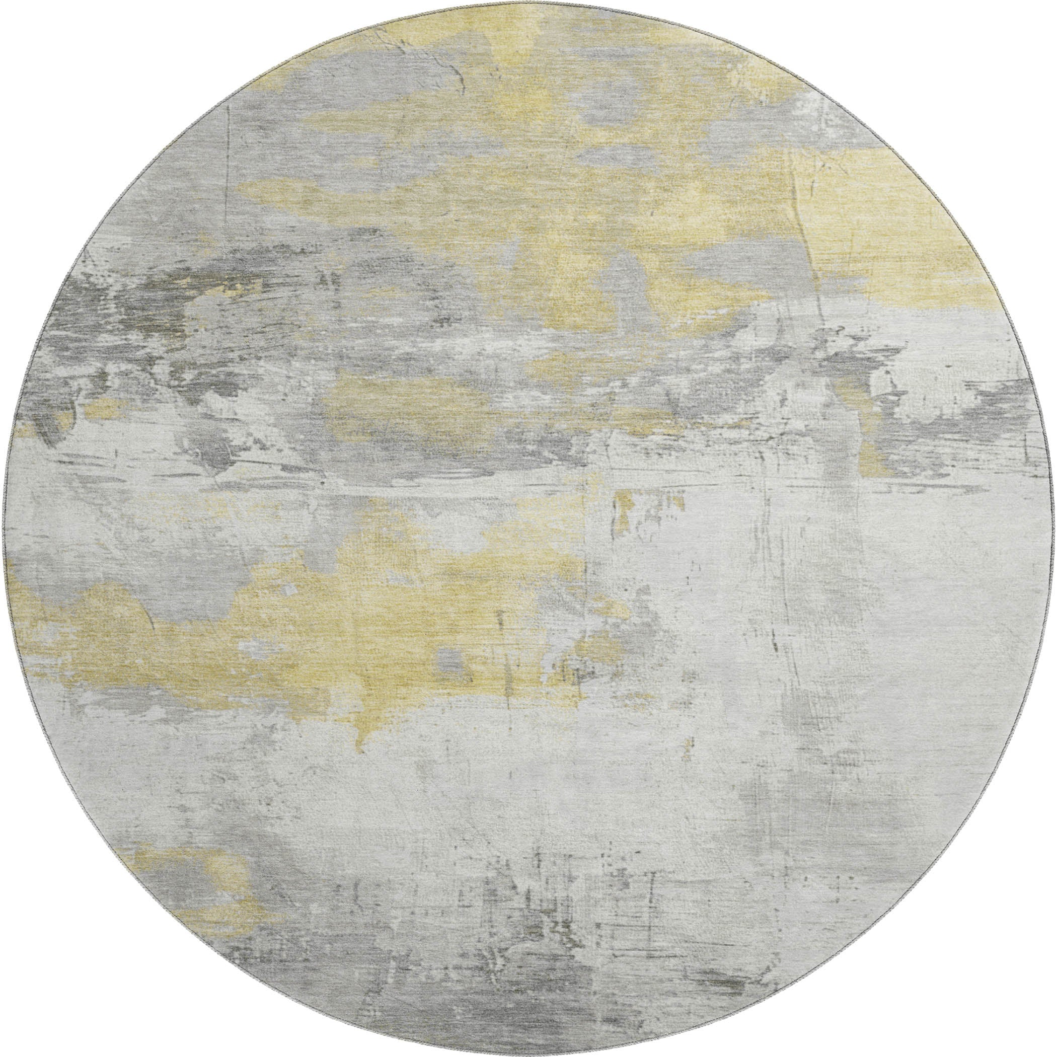Bern Machine Washable Transitional Gold Rug 8' x 8' #shape_Round